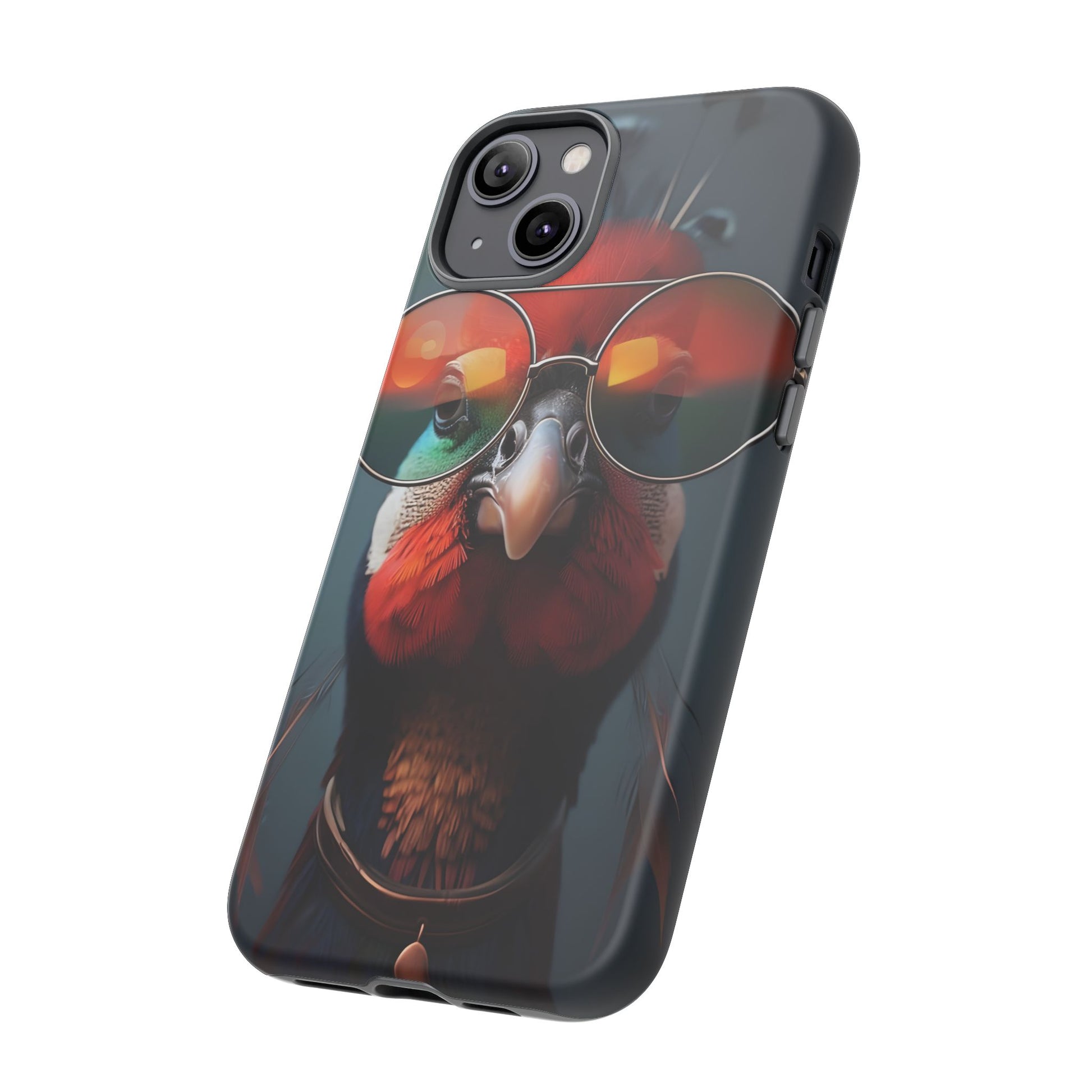 Phone Cases, Bright Exotic Bird in Cool Sunglasses, Protective Tough Cover, Tropical Animal Print, Unique Gift for Bird Lovers, Accessories