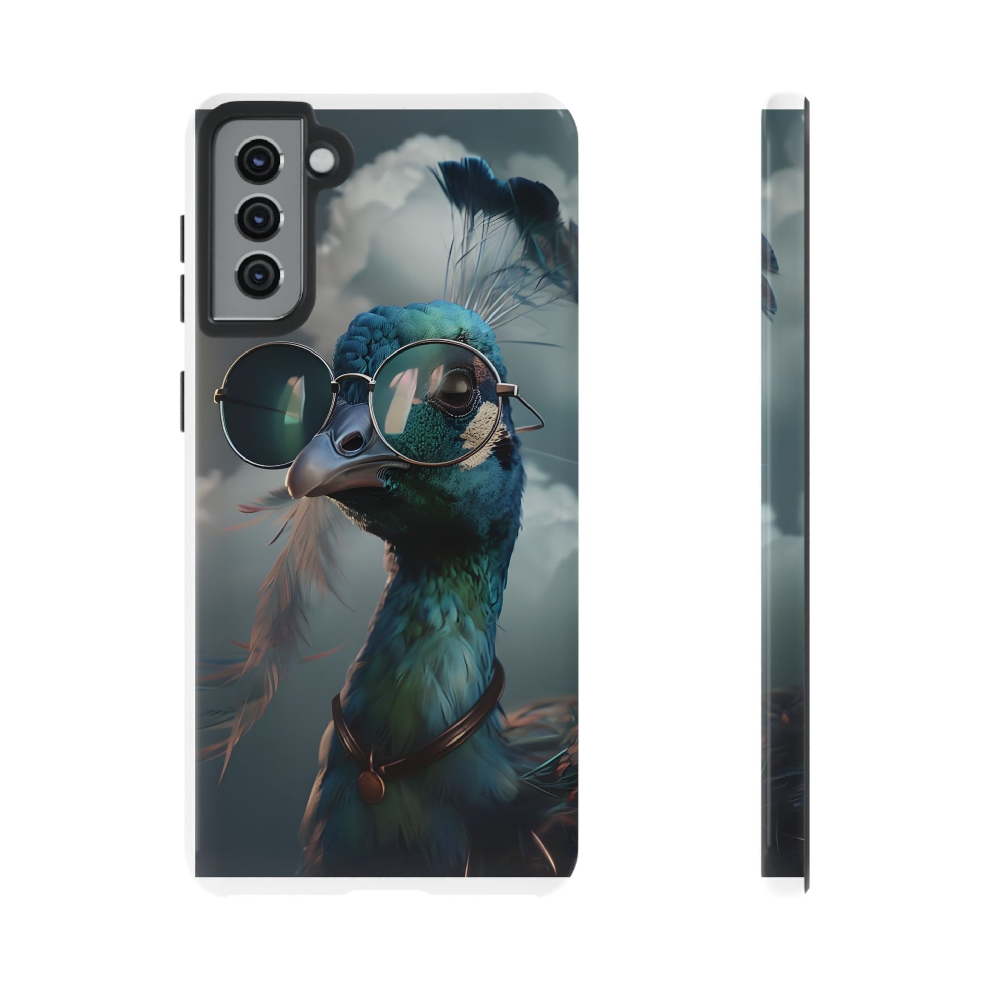 Phone Case, Peacock Design, Neon Lighting, Unique Gift, Hard Shell Cover, Protective Sleeve