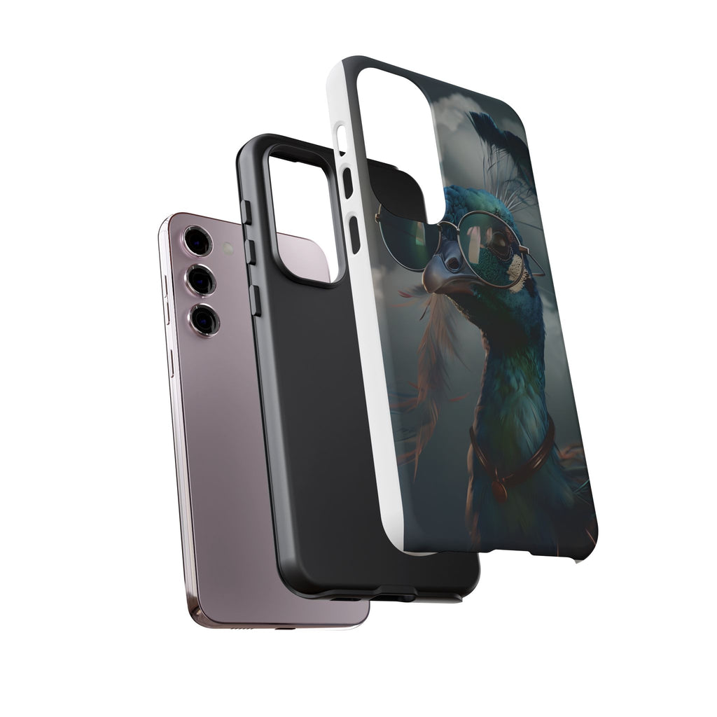Phone Case, Peacock Design, Neon Lighting, Unique Gift, Hard Shell Cover, Protective Sleeve