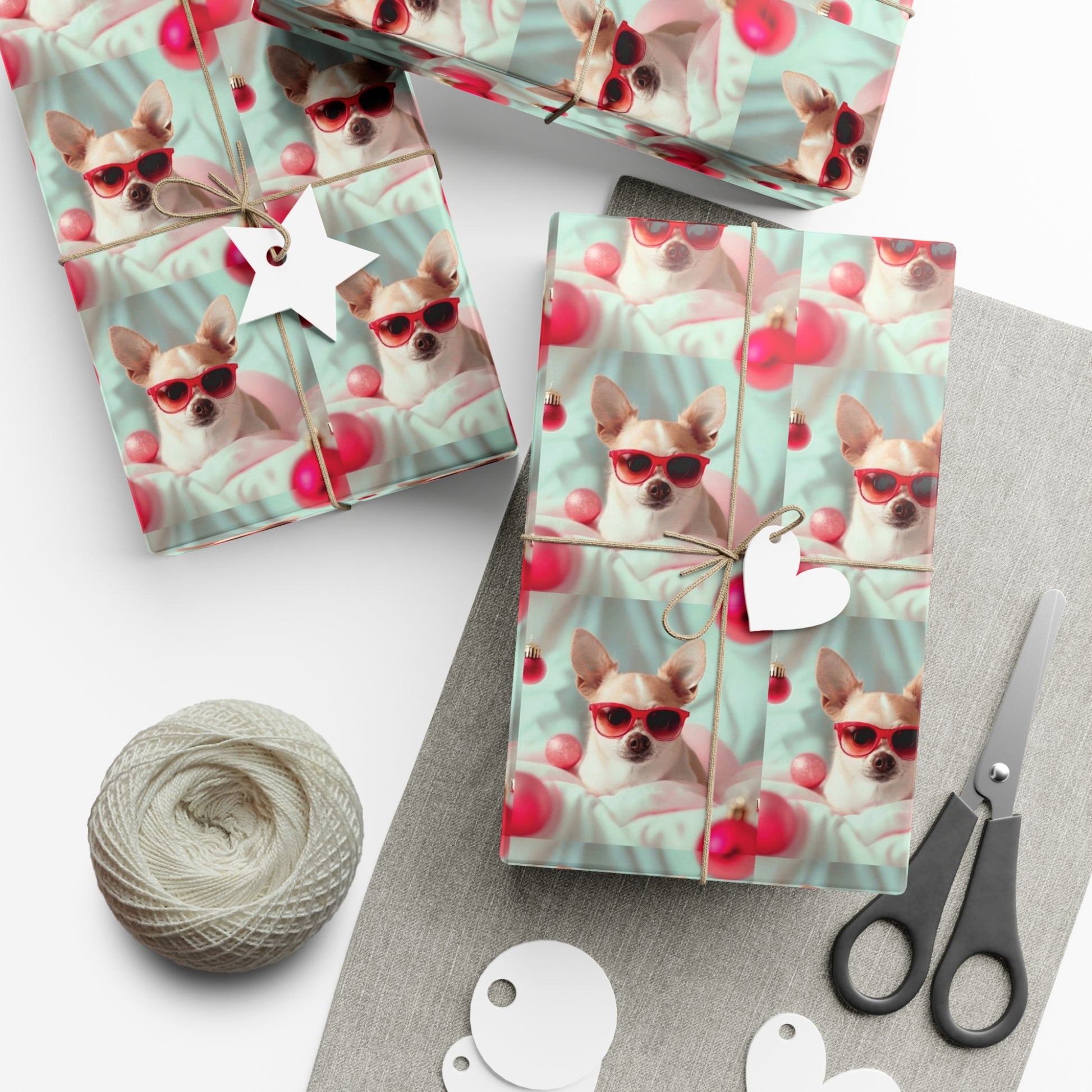 Gift Wrap Papers, Chihuahua In Sunglasses Over Soft Pastel - Wrapping Sheets, Cute Dog Lover Gift, Animal Print, Pet Owner Supplies, Pastel