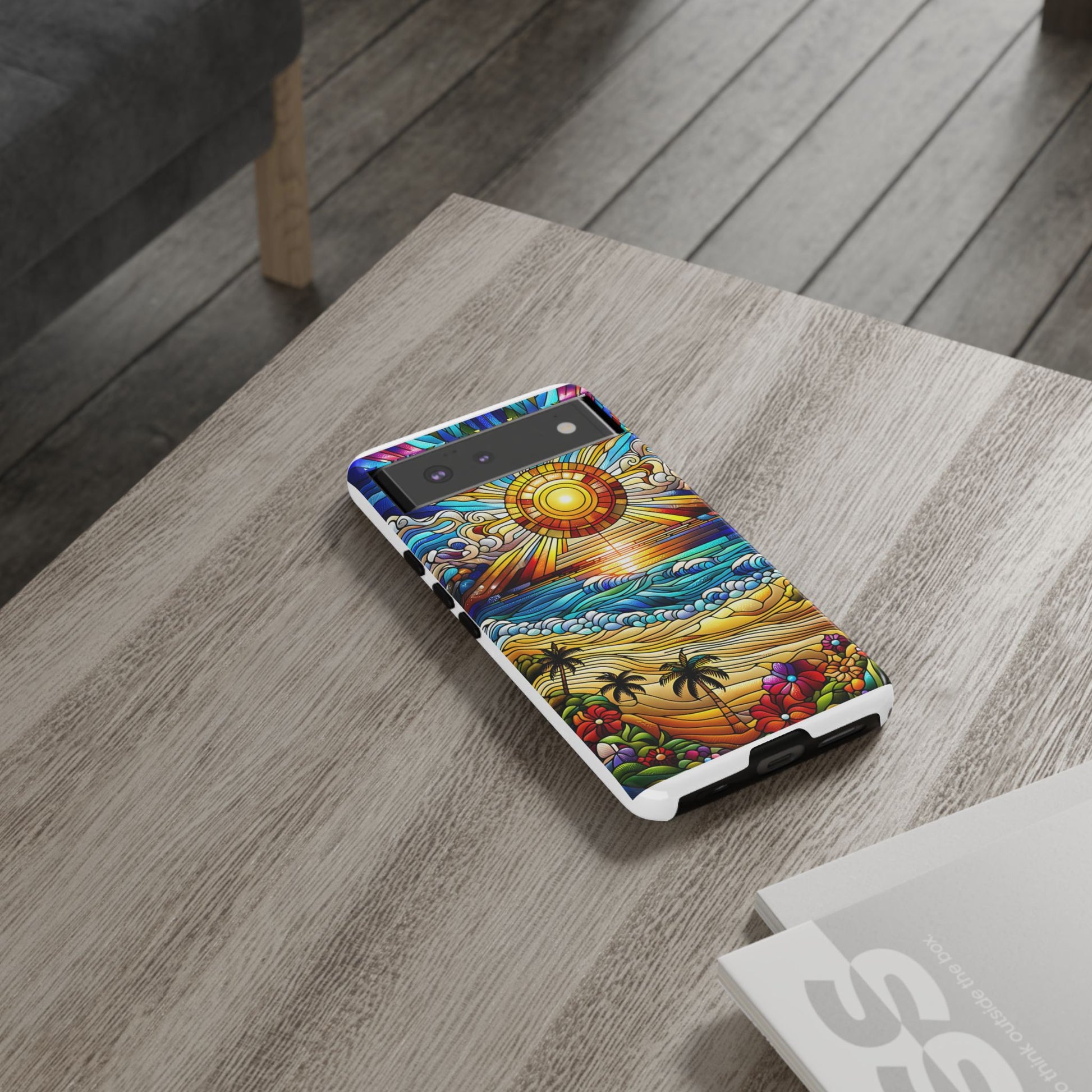 Stained Glass Tough Cases, Protective Phone Case, Nature Inspired Smartphone Cover, Beach Day Summer Accessories, Ocean Lover Gift