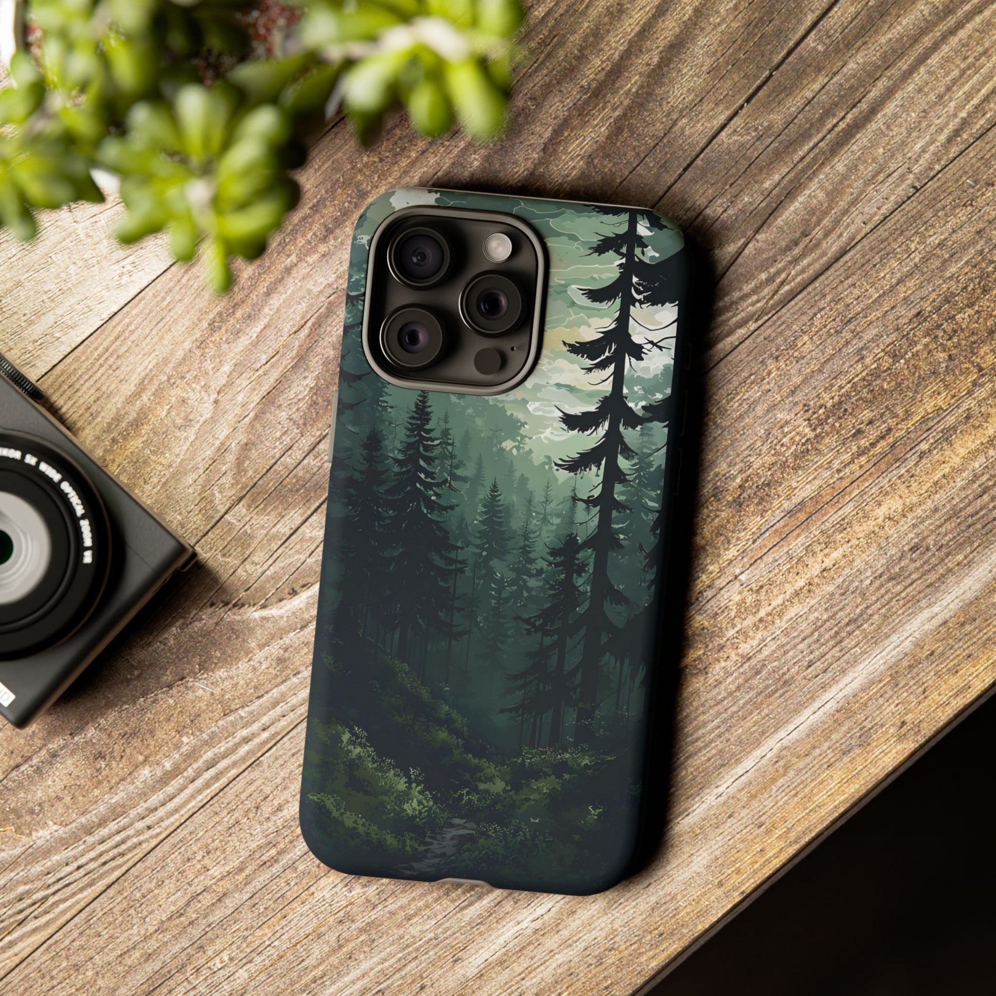 Phone Case, Serene Forest Landscape Digital Illustration Phone Case Cover, Tough Protective Cover, Unique Gift, Trendy