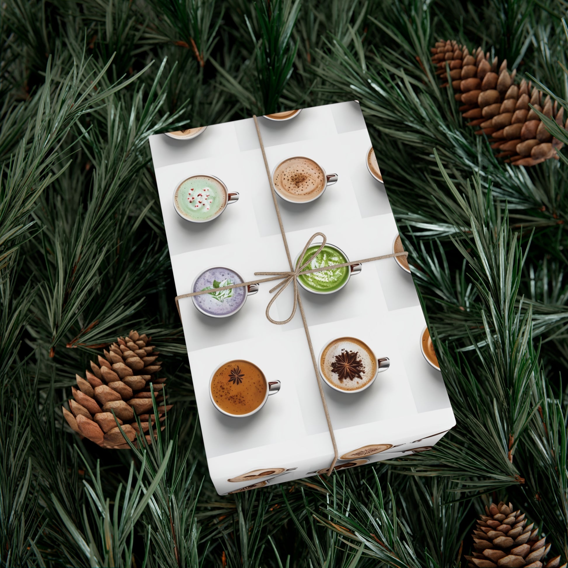 Wrapping Paper, Colorful Lattes On White Background - Gift Wrap Rolls, Eco-Friendly Gift Wrap, Holiday
