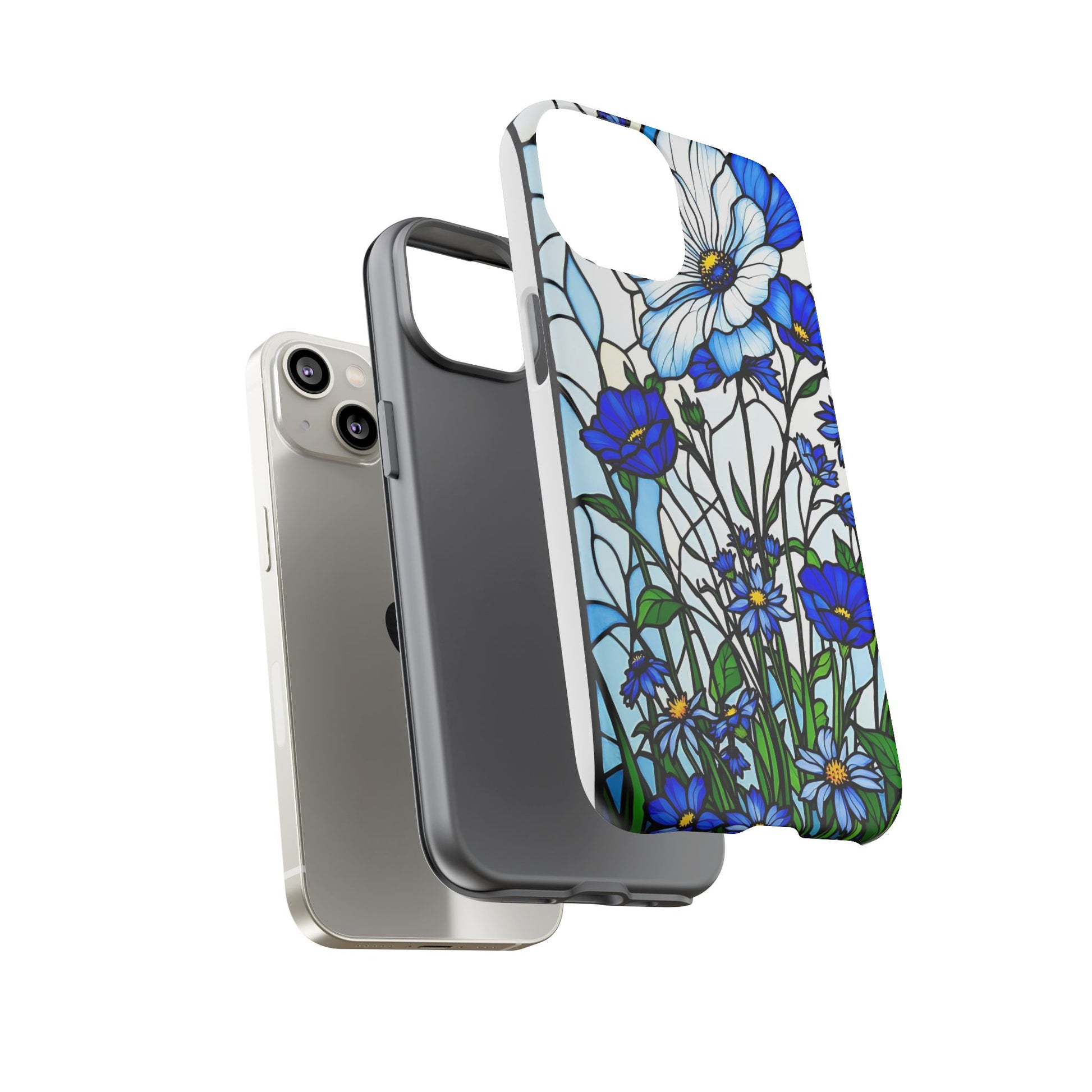 Botanical Stained Glass Tough Case - Floral Phone Cover, Protective Phone Case, Flower Pattern Phone Shell, Nature Inspired Smartphone Case,