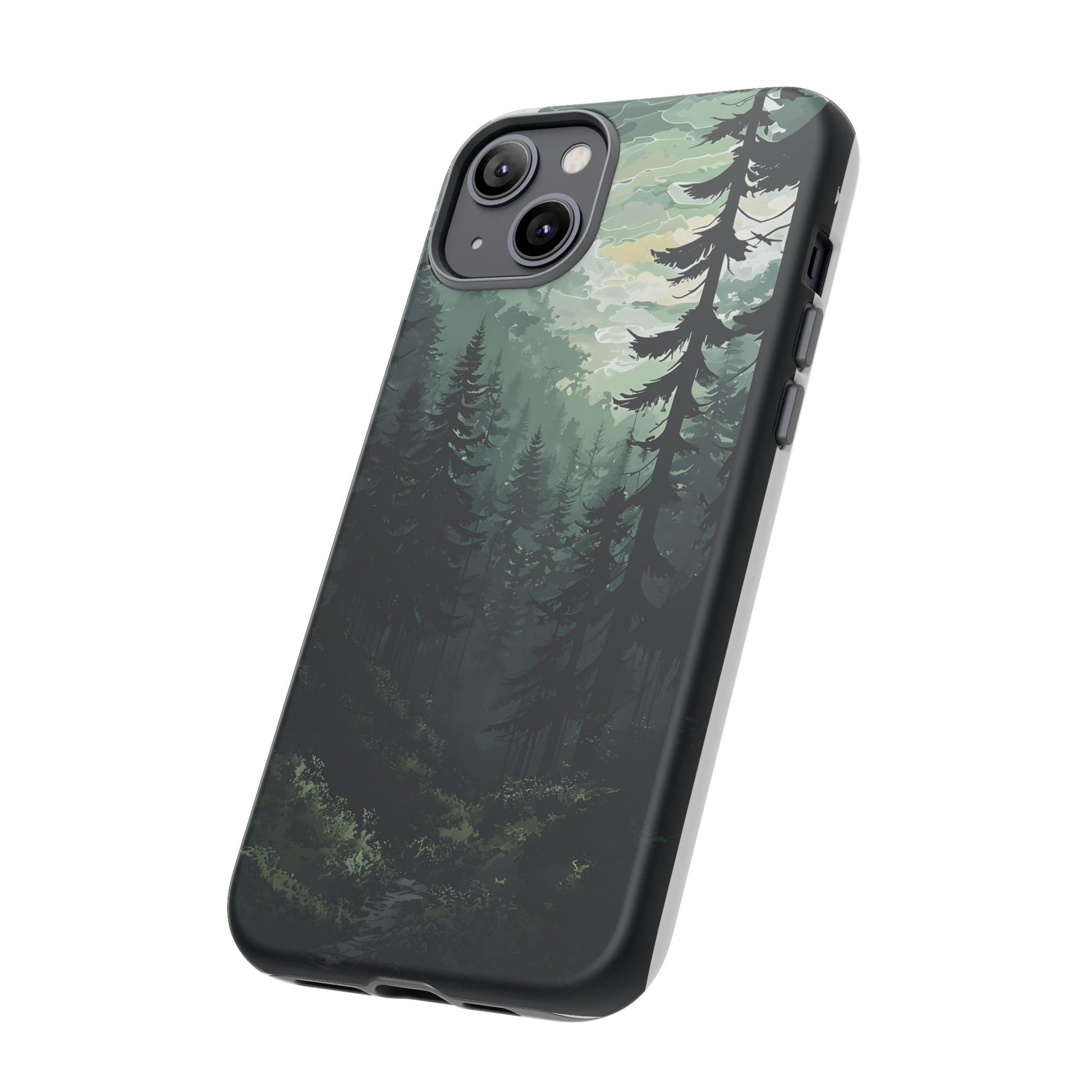 Phone Case, Serene Forest Landscape Digital Illustration Phone Case Cover, Tough Protective Cover, Unique Gift, Trendy