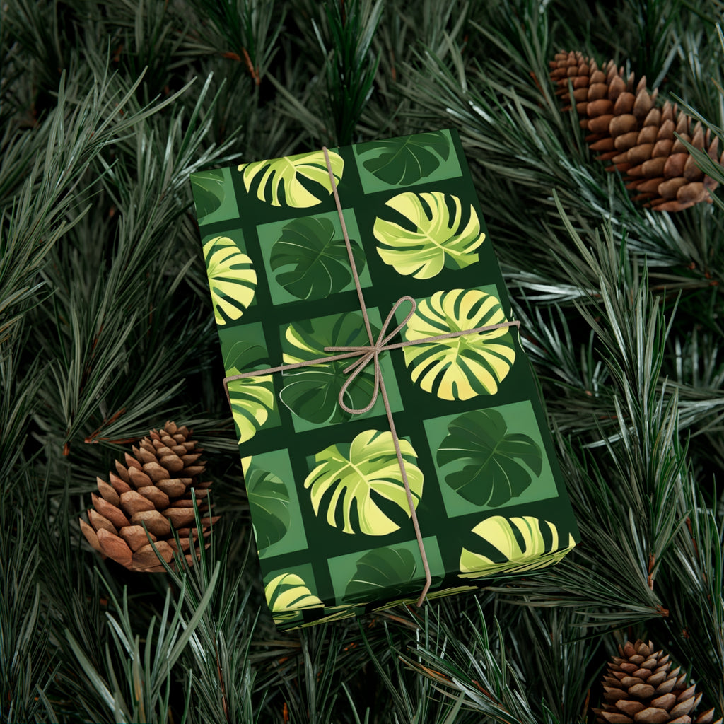 Wrapping Paper, Vibrant Tropical Botanical Pattern With Monstera Leaves - Gift Wrap Rolls, Eco-Friendly Gift Wrap, Holiday Season Wrapping
