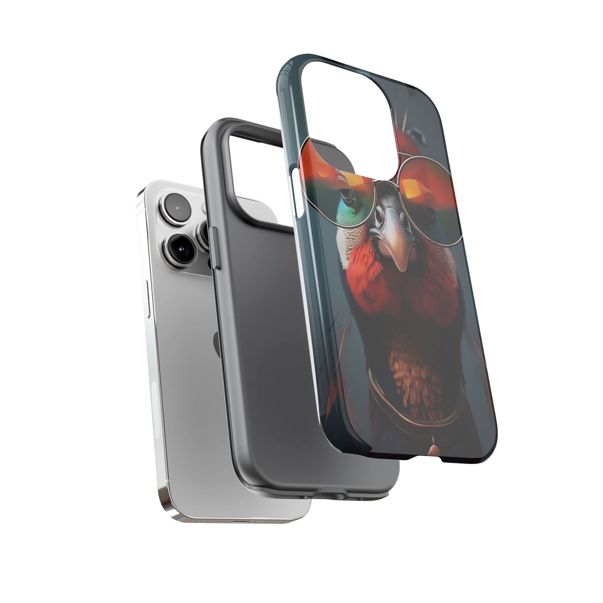 Phone Cases, Bright Exotic Bird in Cool Sunglasses, Protective Tough Cover, Tropical Animal Print, Unique Gift for Bird Lovers, Accessories