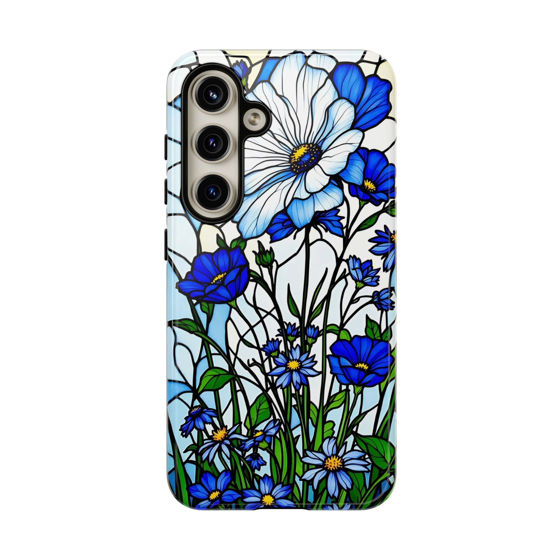 Botanical Stained Glass Tough Case - Floral Phone Cover, Protective Phone Case, Flower Pattern Phone Shell, Nature Inspired Smartphone Case,
