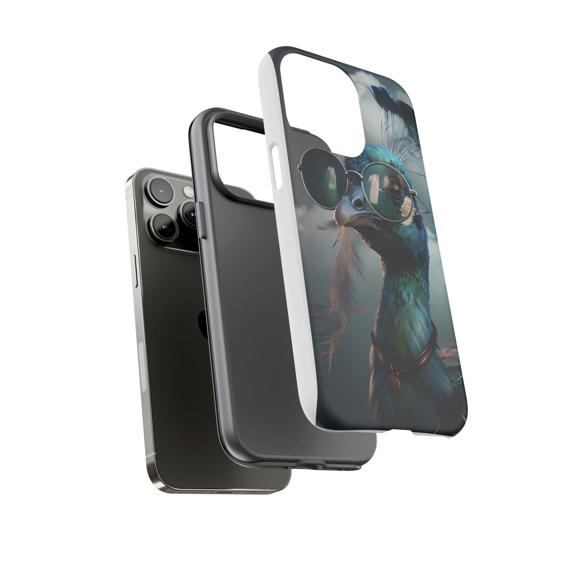 Phone Case, Peacock Design, Neon Lighting, Unique Gift, Hard Shell Cover, Protective Sleeve