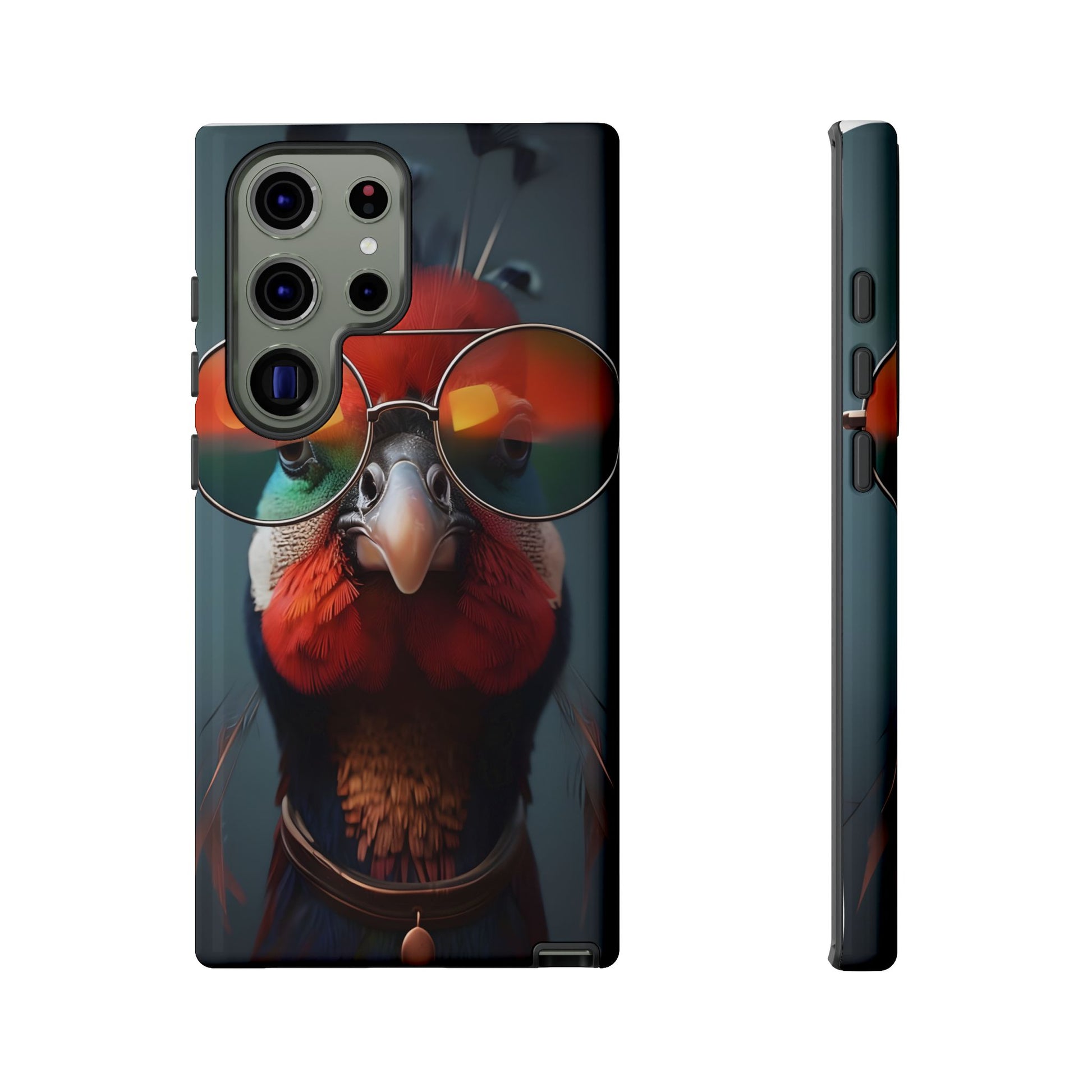 Phone Cases, Bright Exotic Bird in Cool Sunglasses, Protective Tough Cover, Tropical Animal Print, Unique Gift for Bird Lovers, Accessories