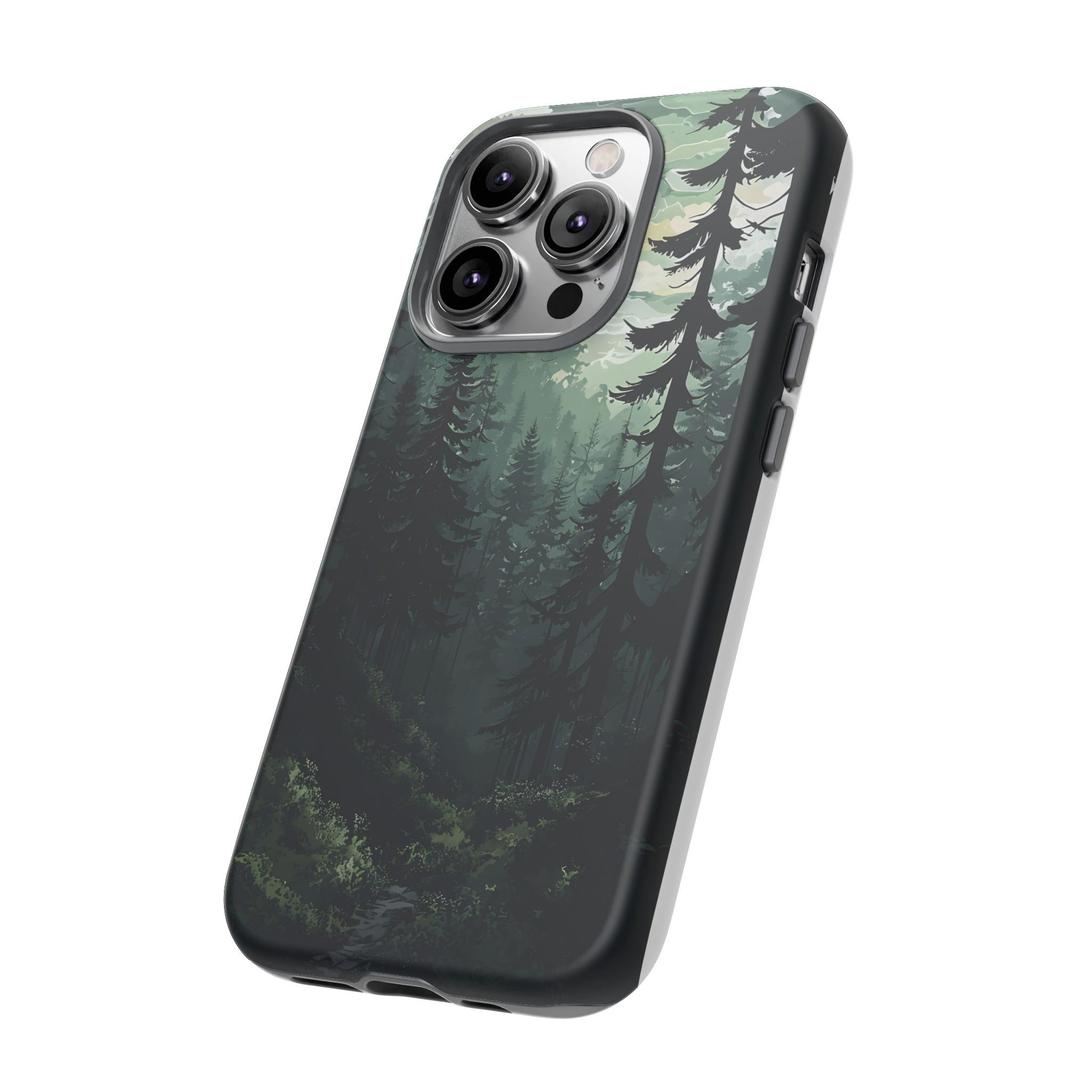 Phone Case, Serene Forest Landscape Digital Illustration Phone Case Cover, Tough Protective Cover, Unique Gift, Trendy