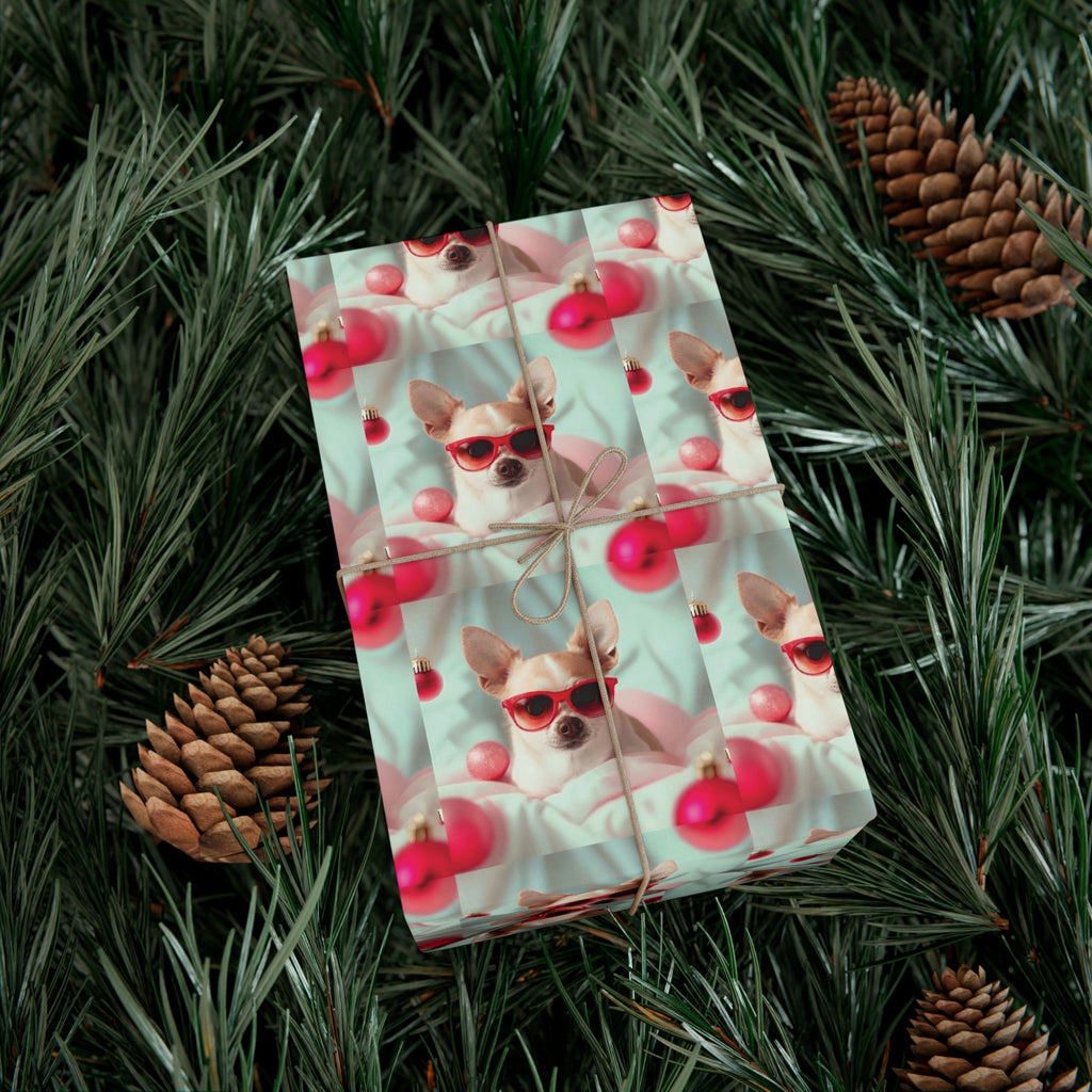 Gift Wrap Papers, Chihuahua In Sunglasses Over Soft Pastel - Wrapping Sheets, Cute Dog Lover Gift, Animal Print, Pet Owner Supplies, Pastel