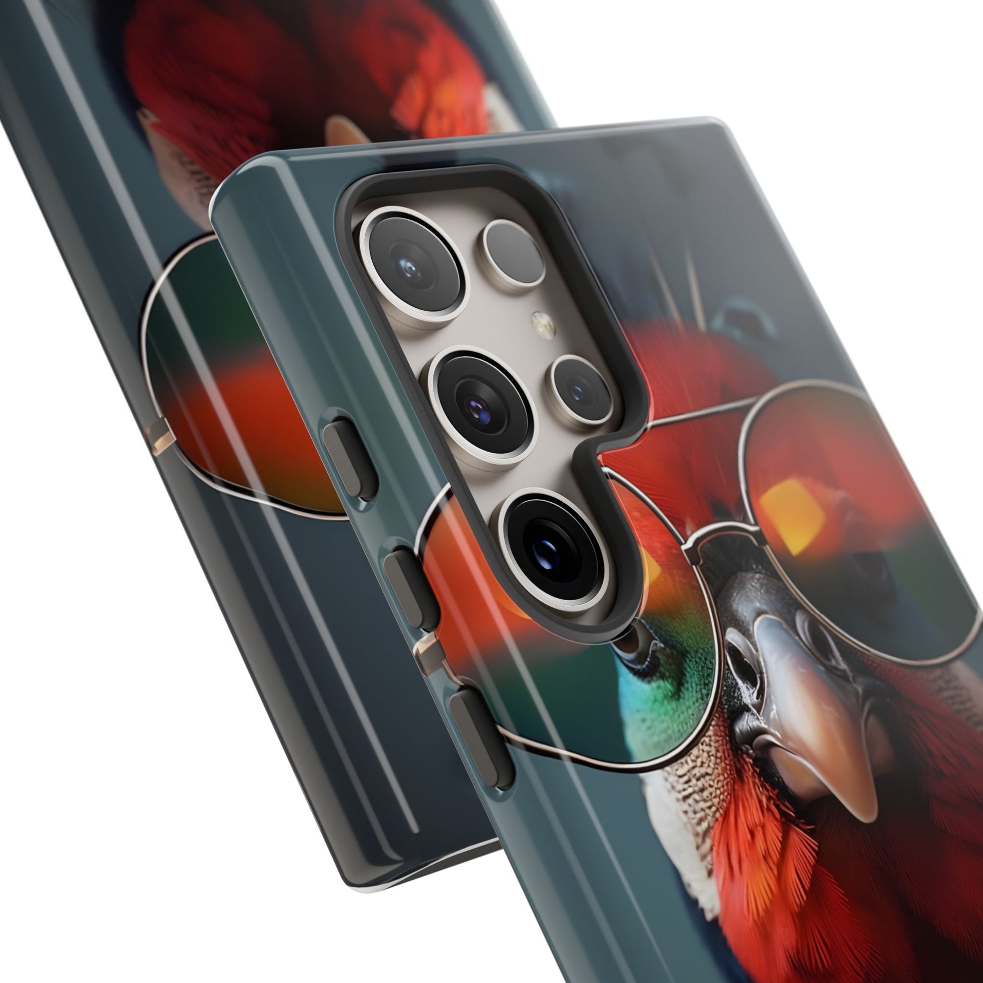 Phone Cases, Bright Exotic Bird in Cool Sunglasses, Protective Tough Cover, Tropical Animal Print, Unique Gift for Bird Lovers, Accessories