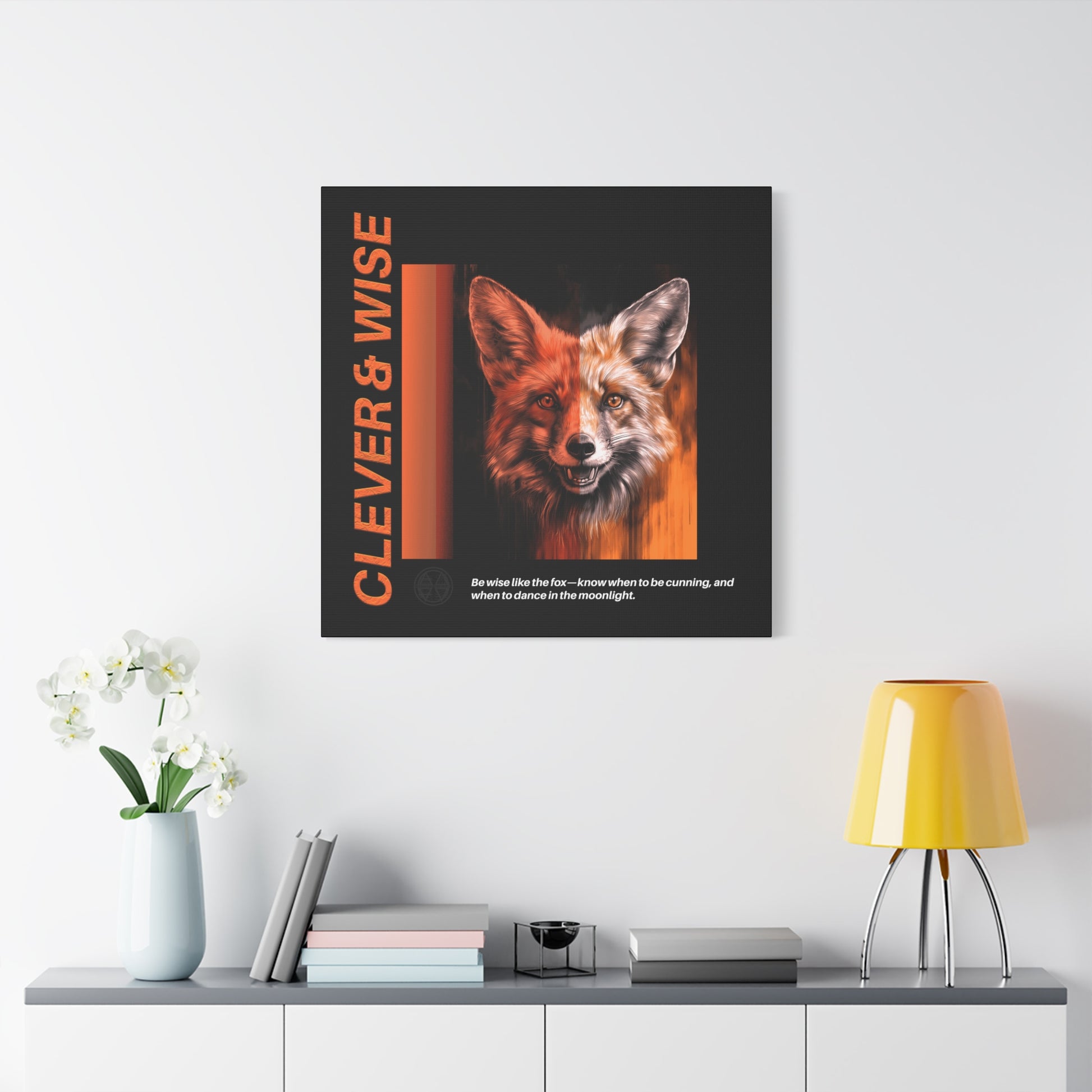 Fox Canvas Art, Inspirational & Wise Wall Decor, Nature Gift, Wildlife, Abstract Animal Artwork, Clever Motivational Matte Canvas