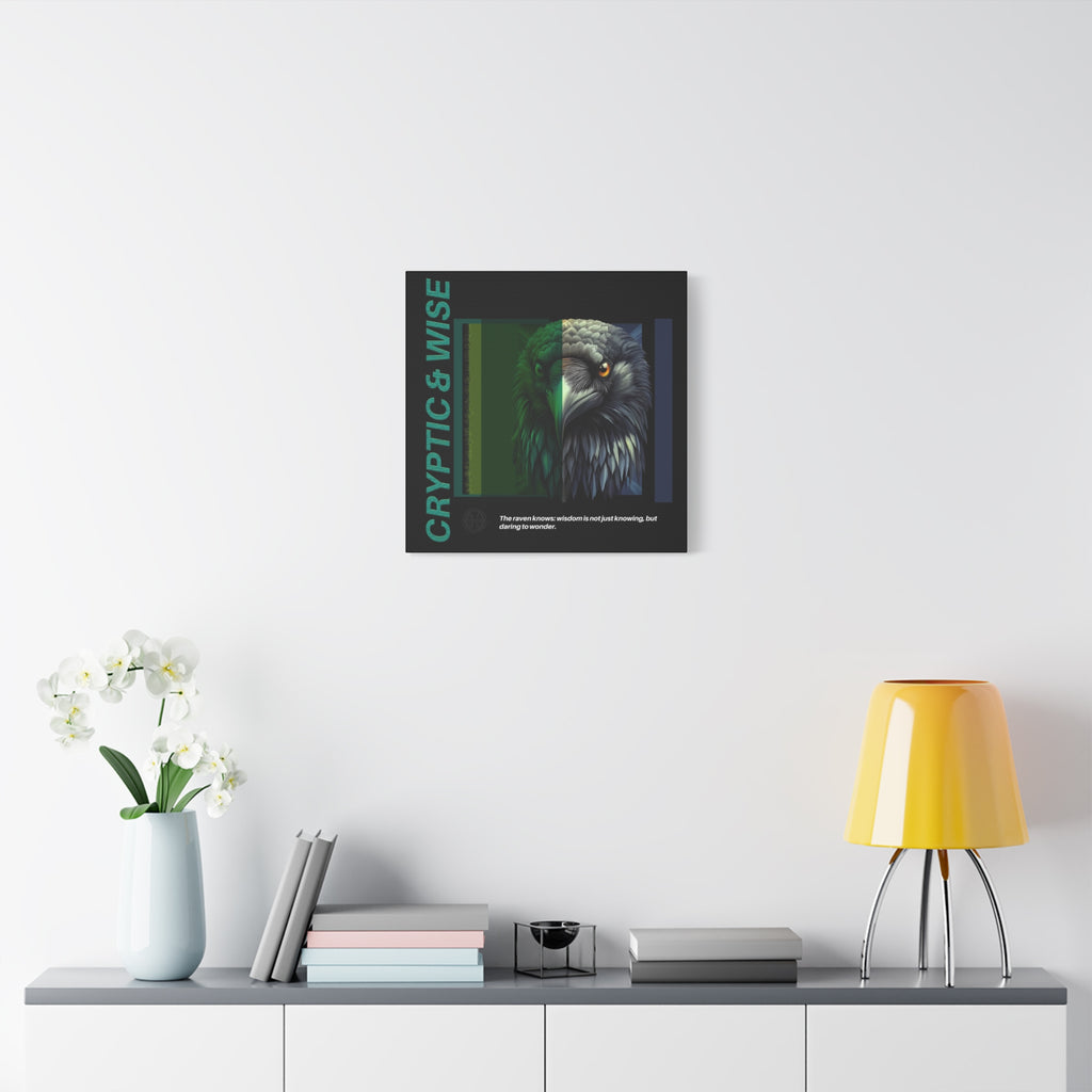 Canvas Art, Cryptic & Wise Wall Decor, Inspirational Raven, Motivational Home Decor, Nature-Themed Gift, Abstract Animal Artwork, Wildlife,