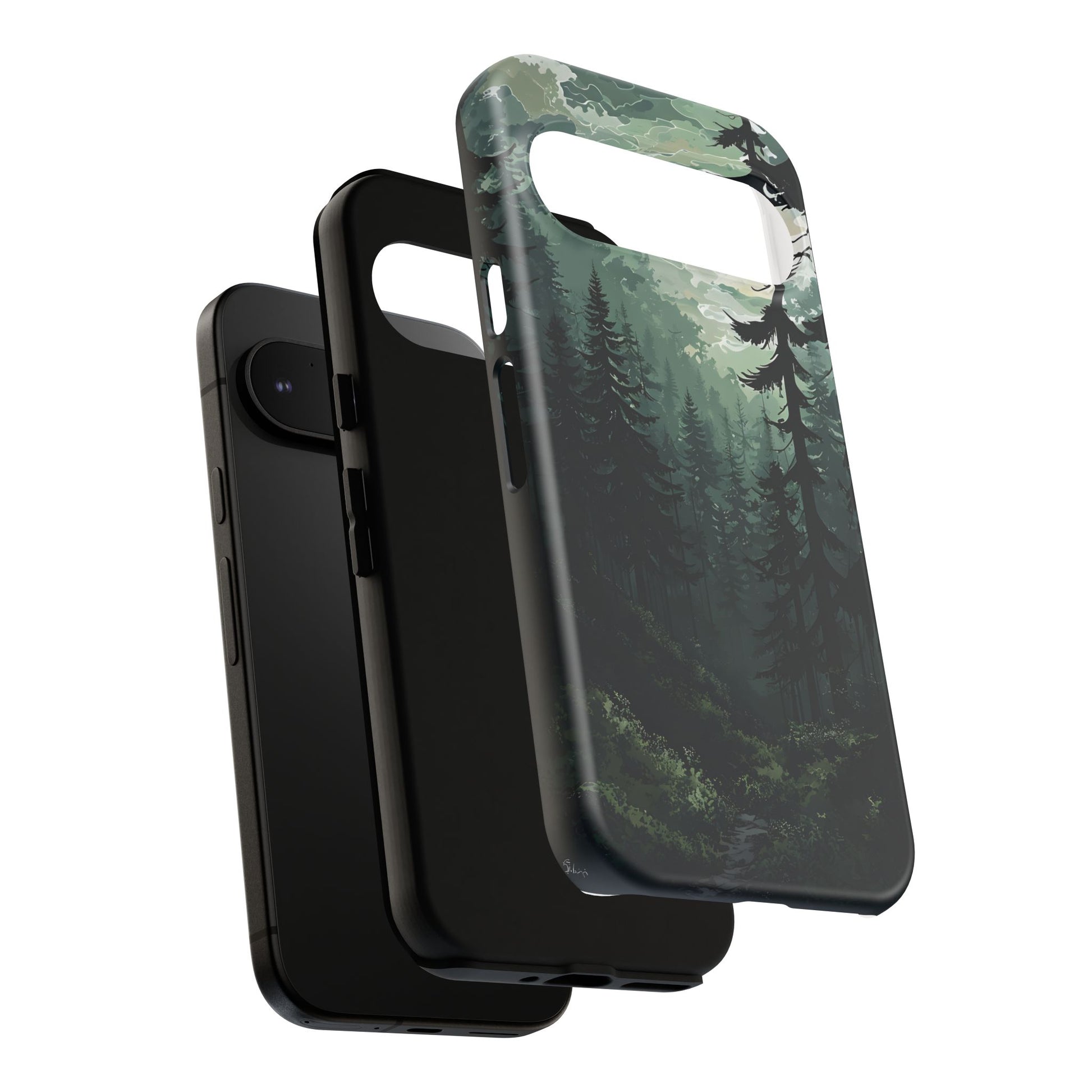 Phone Case, Serene Forest Landscape Digital Illustration Phone Case Cover, Tough Protective Cover, Unique Gift, Trendy