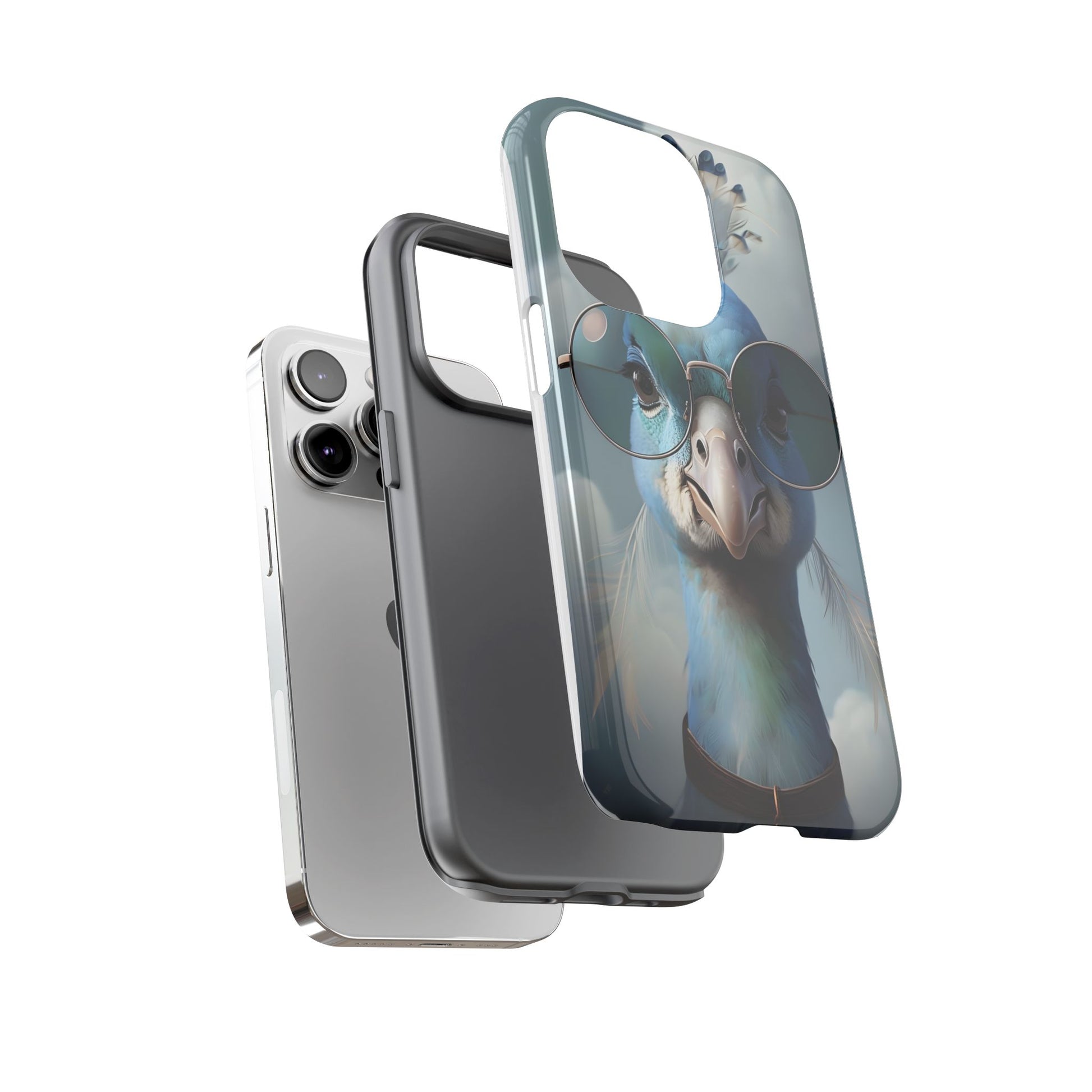 Phone Case, Glamorous Peacock Wearing Sunglasses - Protective Cover, Unique Gift, Trendy Accessories, Animal Lover, Fashionable Mobile Shell