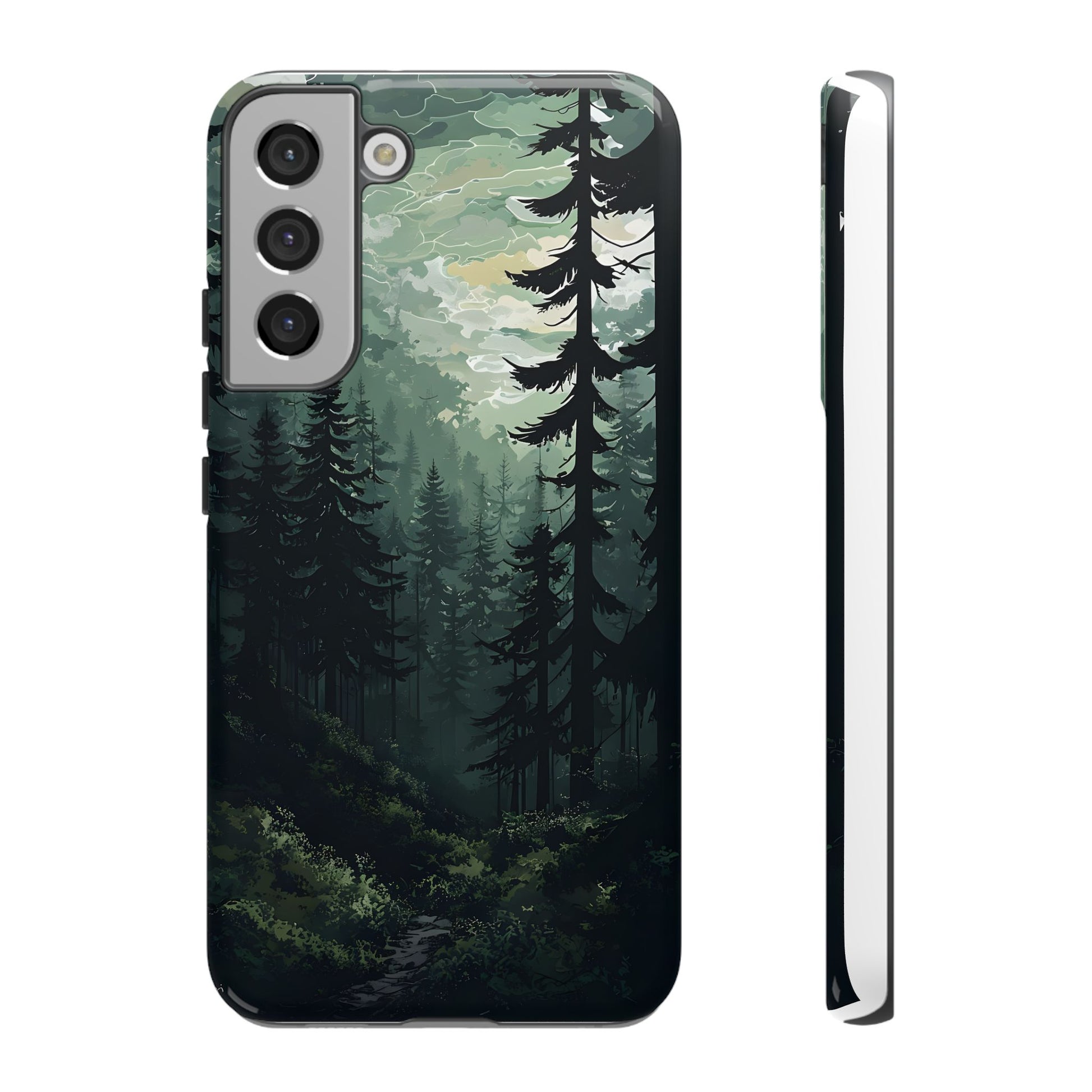 Phone Case, Serene Forest Landscape Digital Illustration Phone Case Cover, Tough Protective Cover, Unique Gift, Trendy