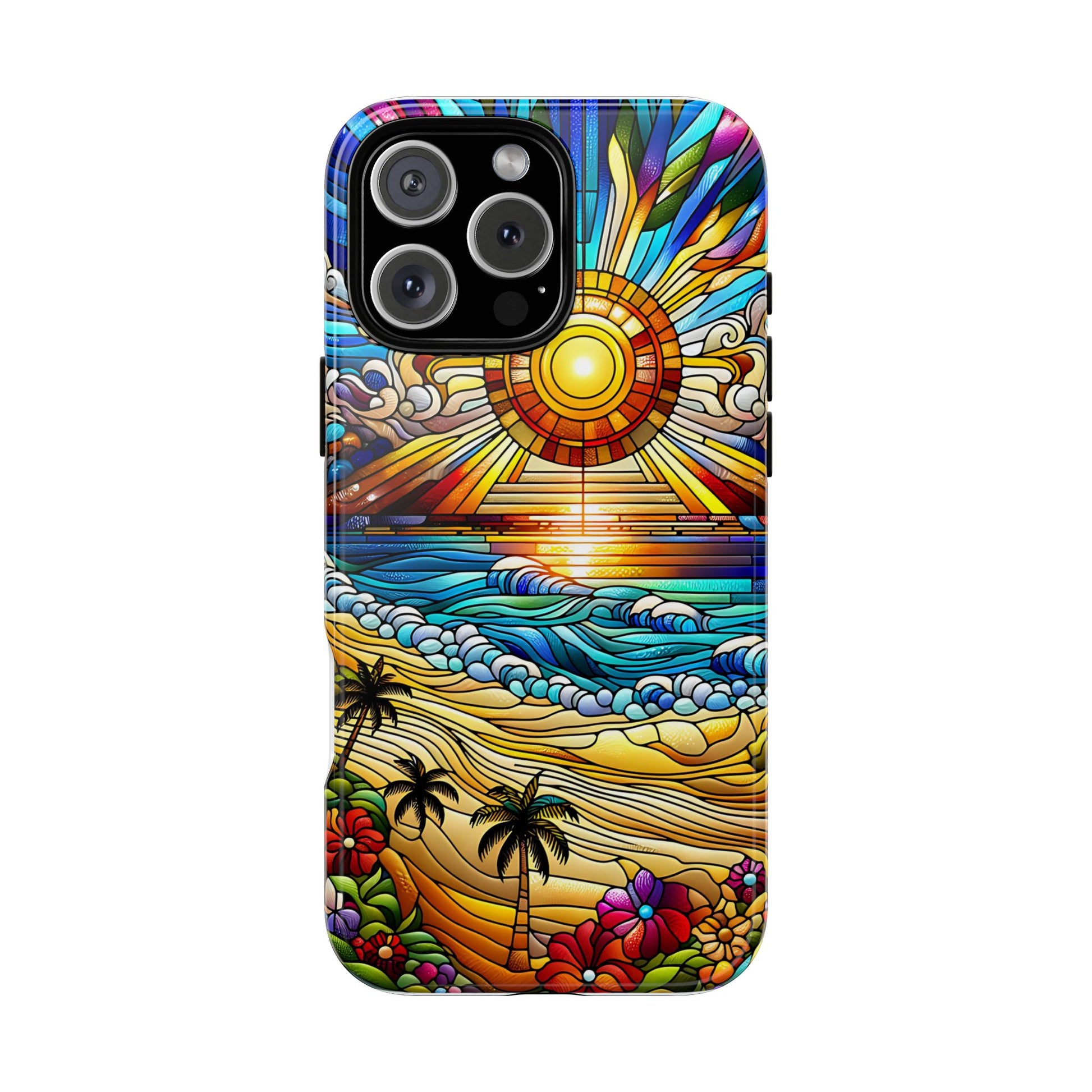 Stained Glass Tough Cases, Protective Phone Case, Nature Inspired Smartphone Cover, Beach Day Summer Accessories, Ocean Lover Gift