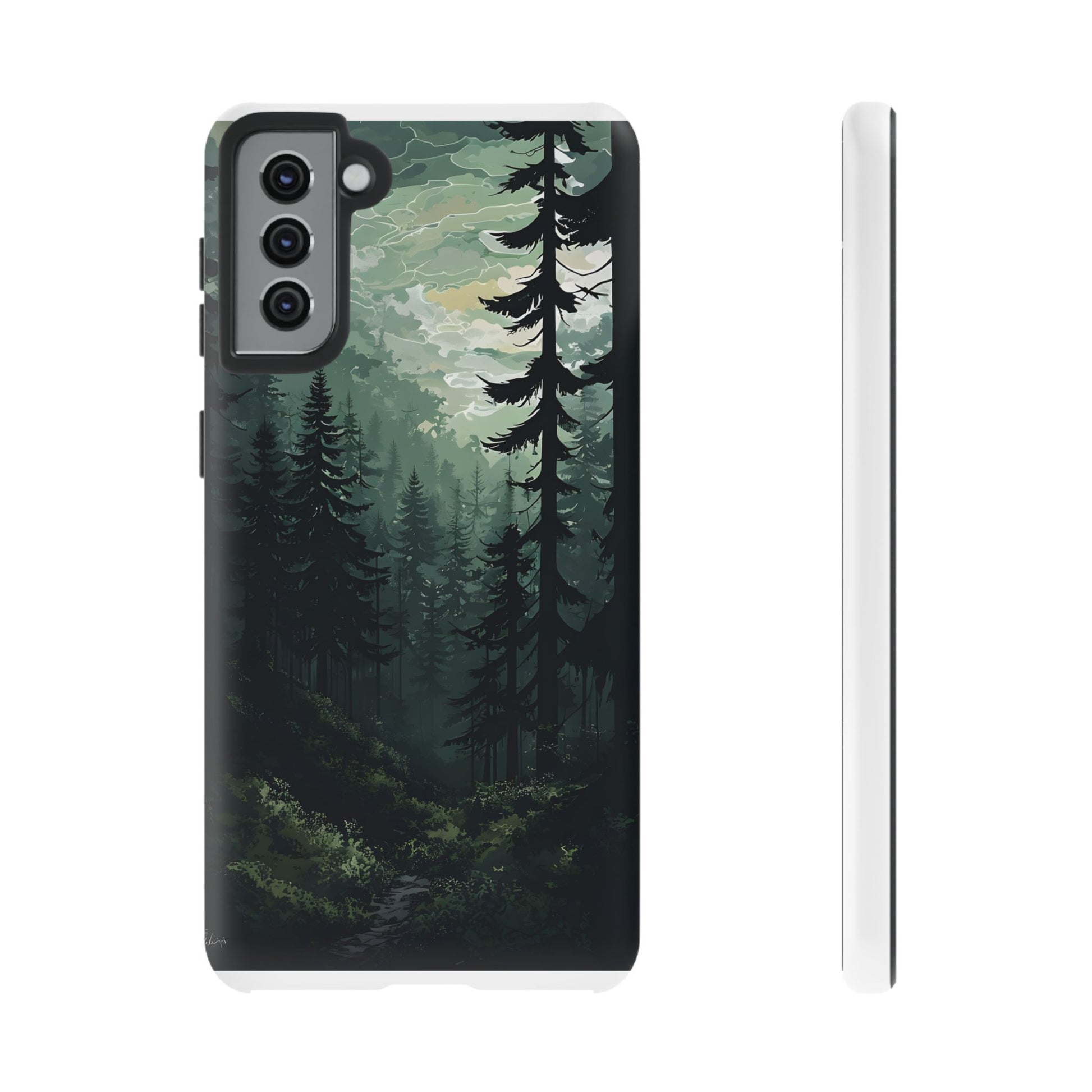 Phone Case, Serene Forest Landscape Digital Illustration Phone Case Cover, Tough Protective Cover, Unique Gift, Trendy
