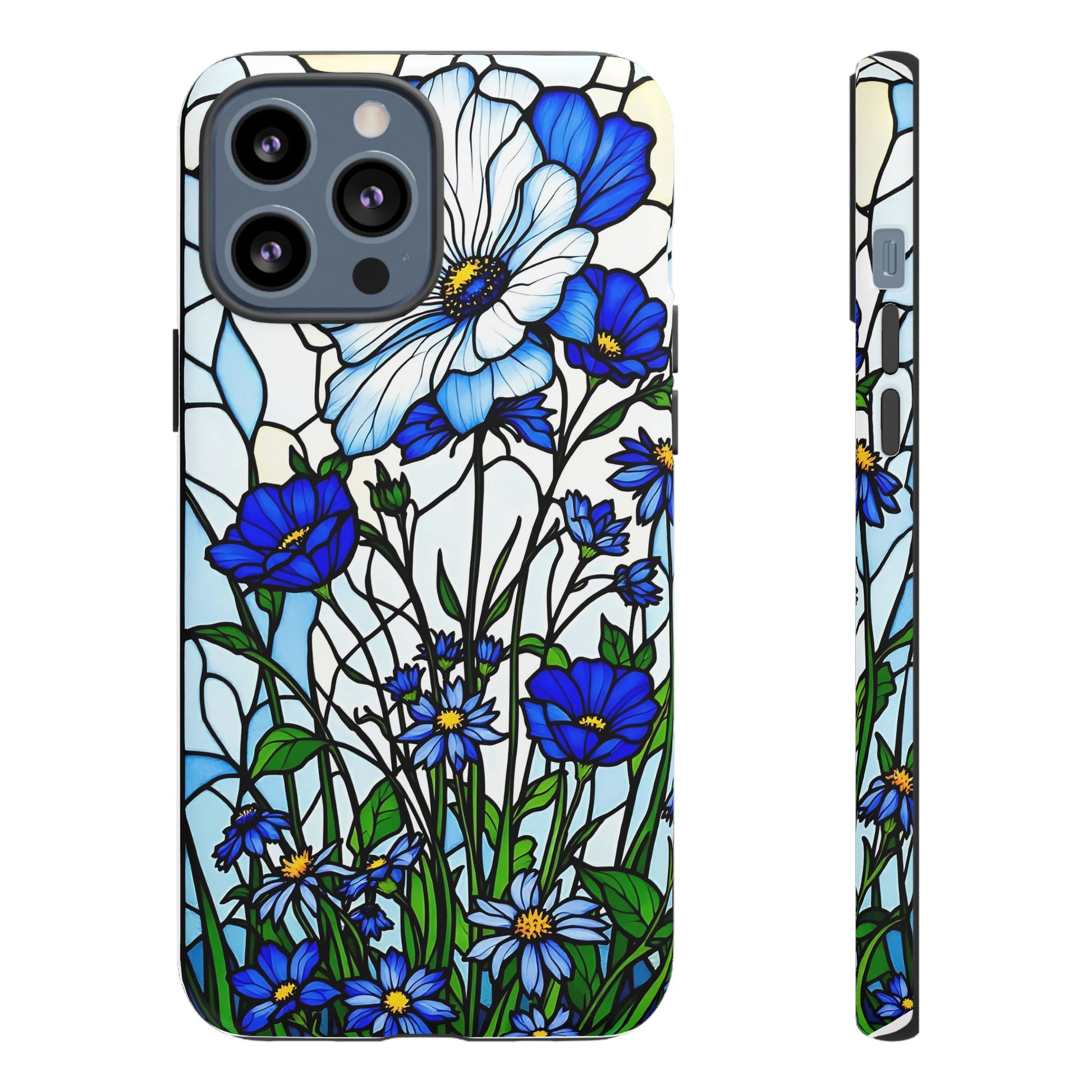 Botanical Stained Glass Tough Case - Floral Phone Cover, Protective Phone Case, Flower Pattern Phone Shell, Nature Inspired Smartphone Case,