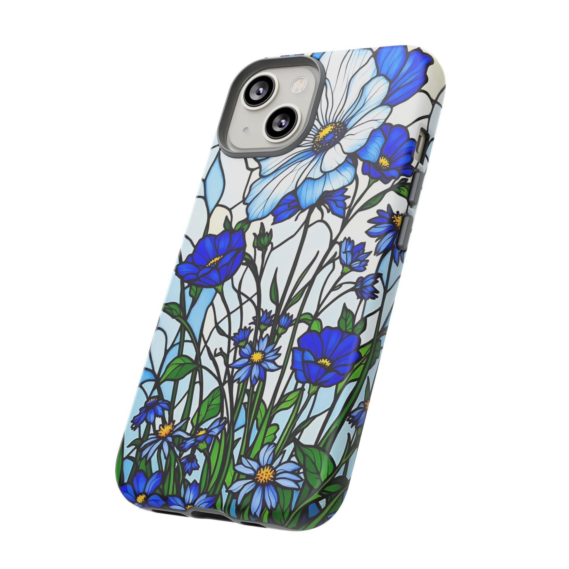 Botanical Stained Glass Tough Case - Floral Phone Cover, Protective Phone Case, Flower Pattern Phone Shell, Nature Inspired Smartphone Case,