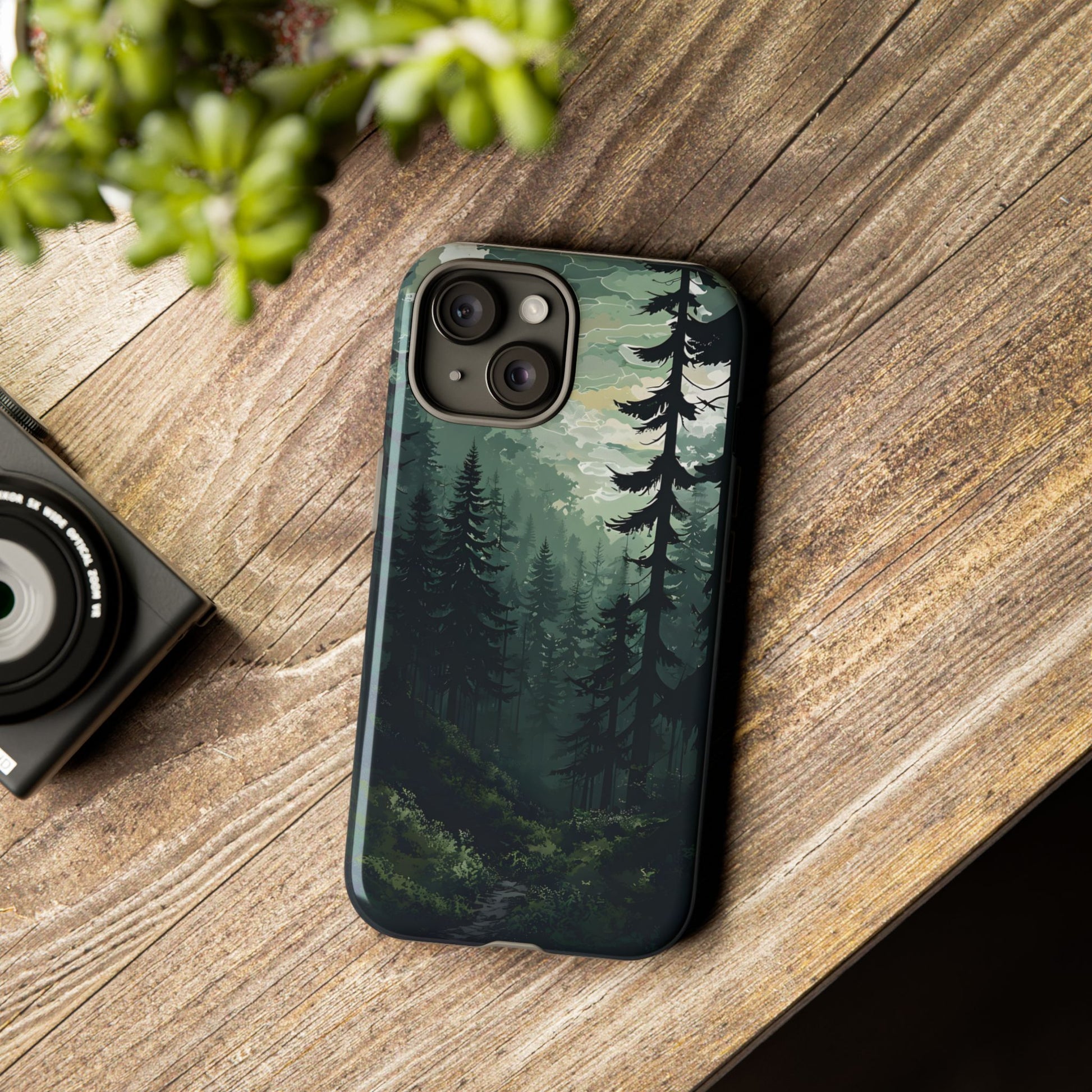 Phone Case, Serene Forest Landscape Digital Illustration Phone Case Cover, Tough Protective Cover, Unique Gift, Trendy