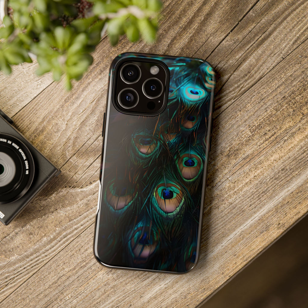 Phone Case, Close Up Peacock Feathers Design, Protective Cover, Unique Gift, Stylish Accessory, Nature Lover Gift, Feather Print Case