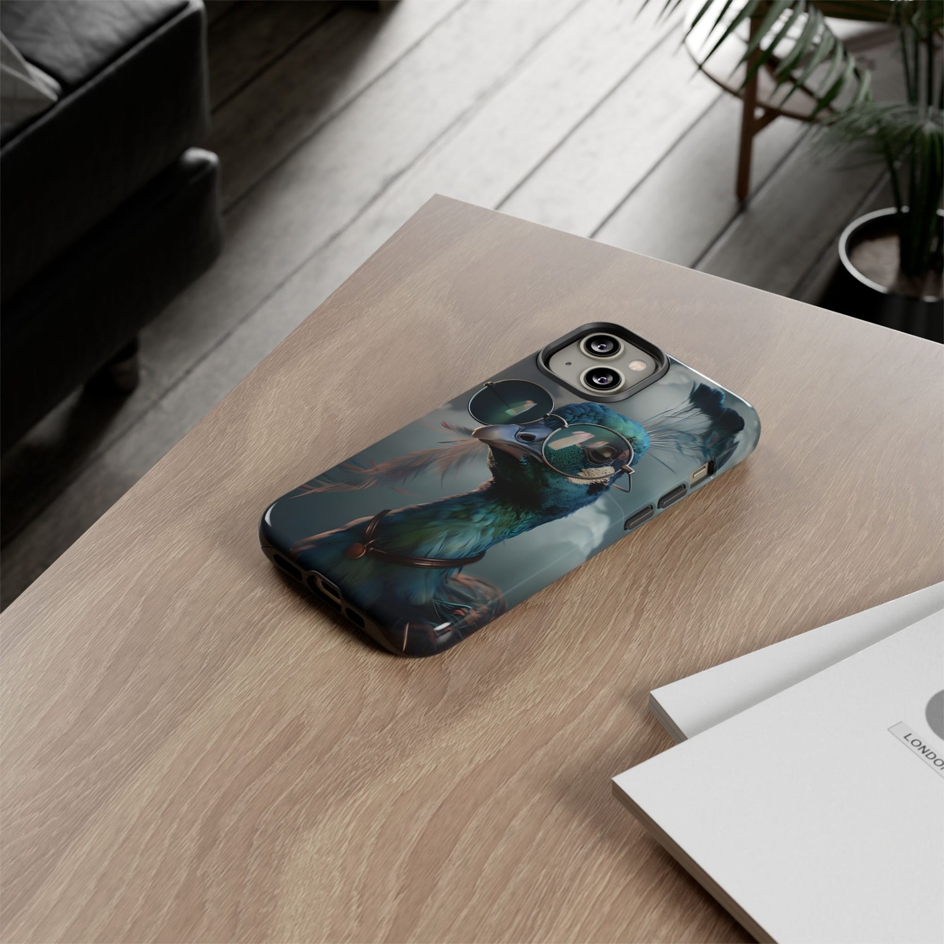 Phone Case, Peacock Design, Neon Lighting, Unique Gift, Hard Shell Cover, Protective Sleeve