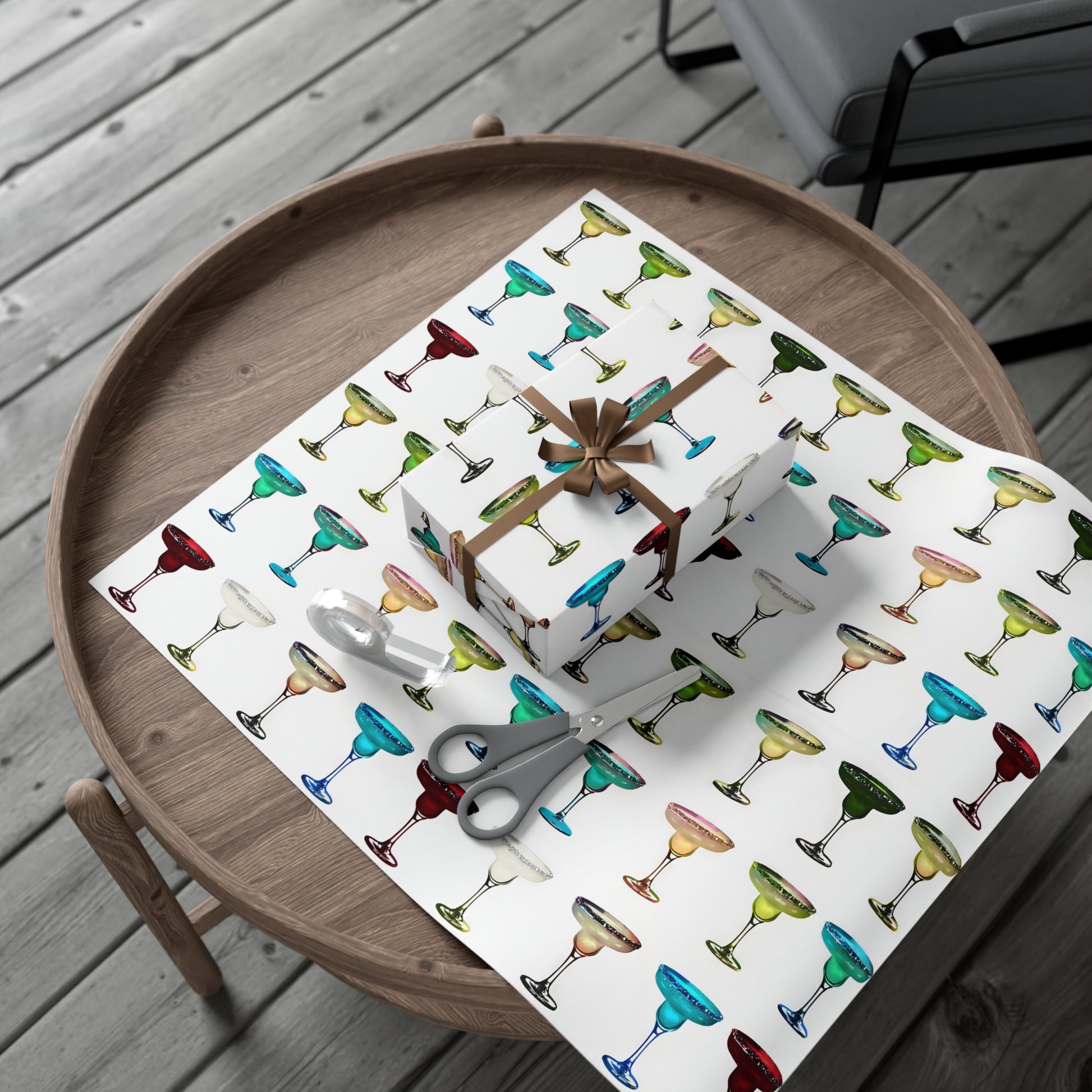 Wrapping Paper, Colorful Margaritas On White Background - Gift Wrap Rolls, Eco-Friendly Gift Wrap, Holiday