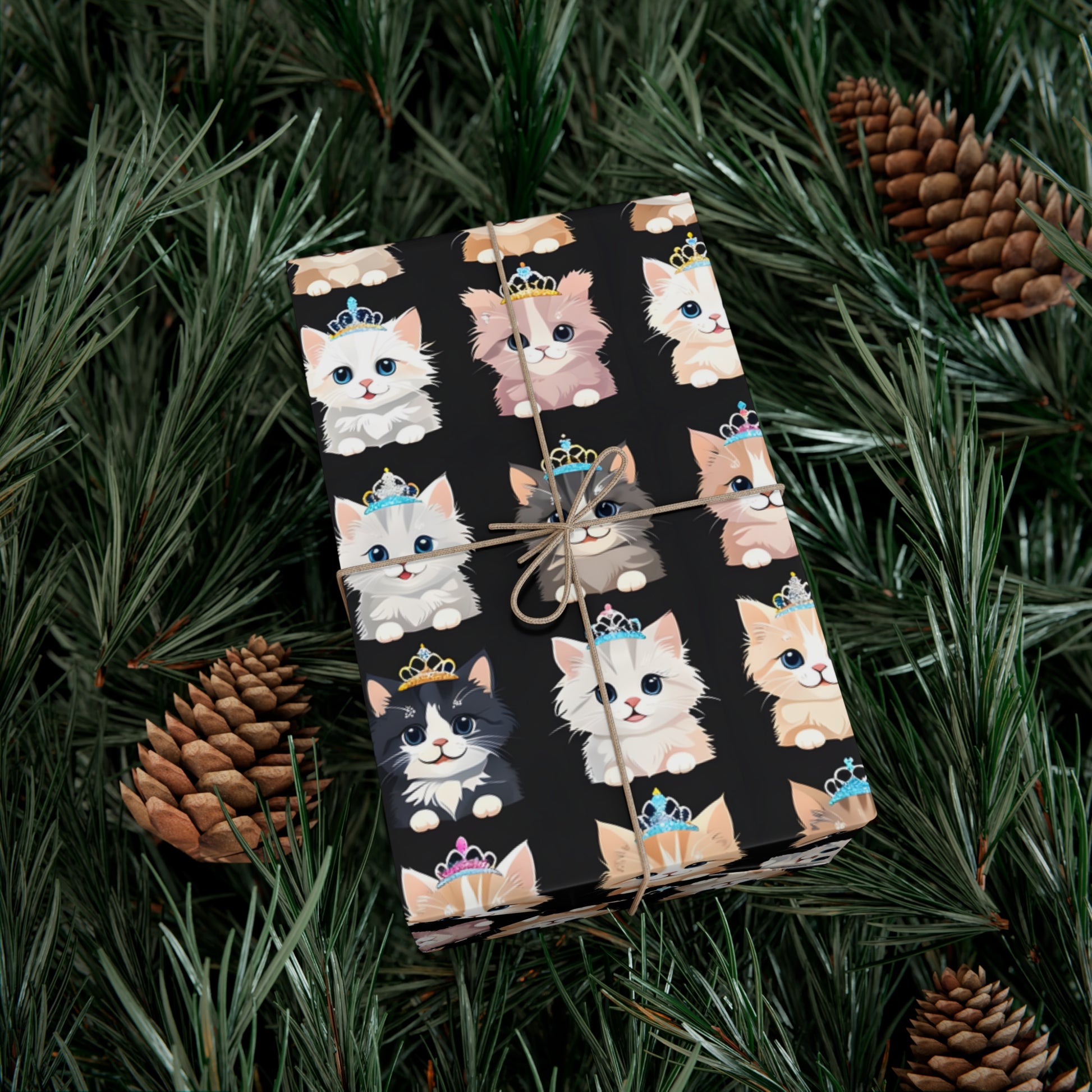 Gift Wrap Papers, Adorable Kittens wearing tiaras - Perfect for cat lovers, birthday gifts, holiday presents, crafting projects - Tissue