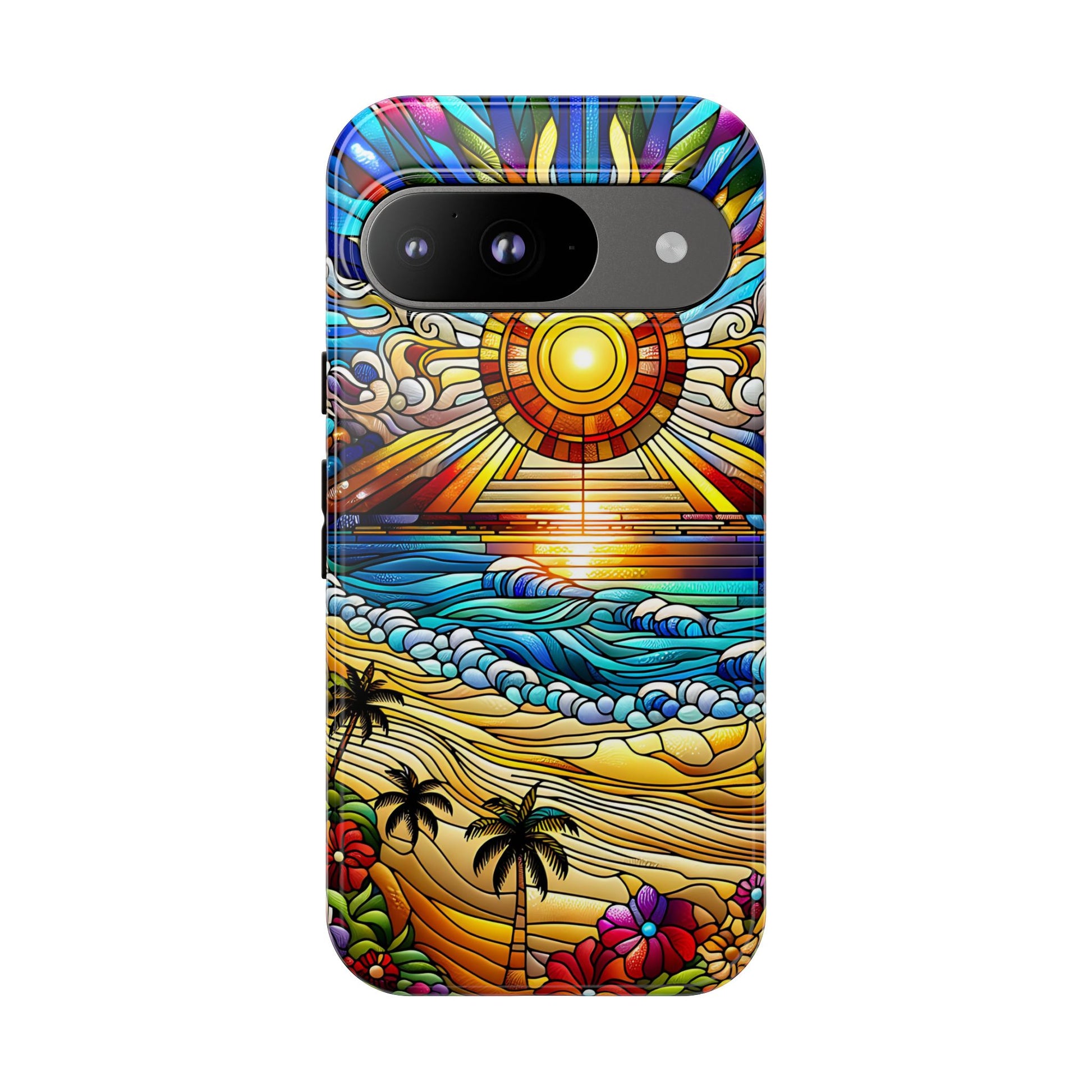 Stained Glass Tough Cases, Protective Phone Case, Nature Inspired Smartphone Cover, Beach Day Summer Accessories, Ocean Lover Gift