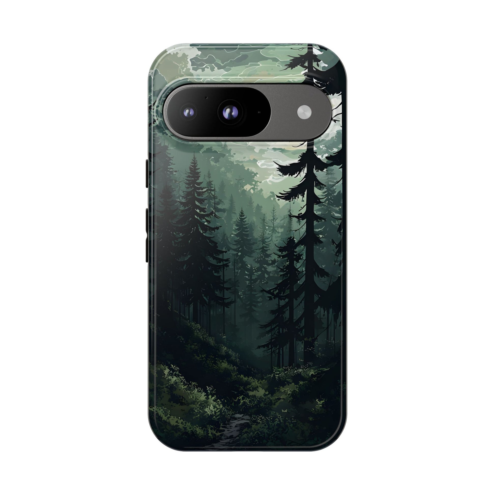 Phone Case, Serene Forest Landscape Digital Illustration Phone Case Cover, Tough Protective Cover, Unique Gift, Trendy