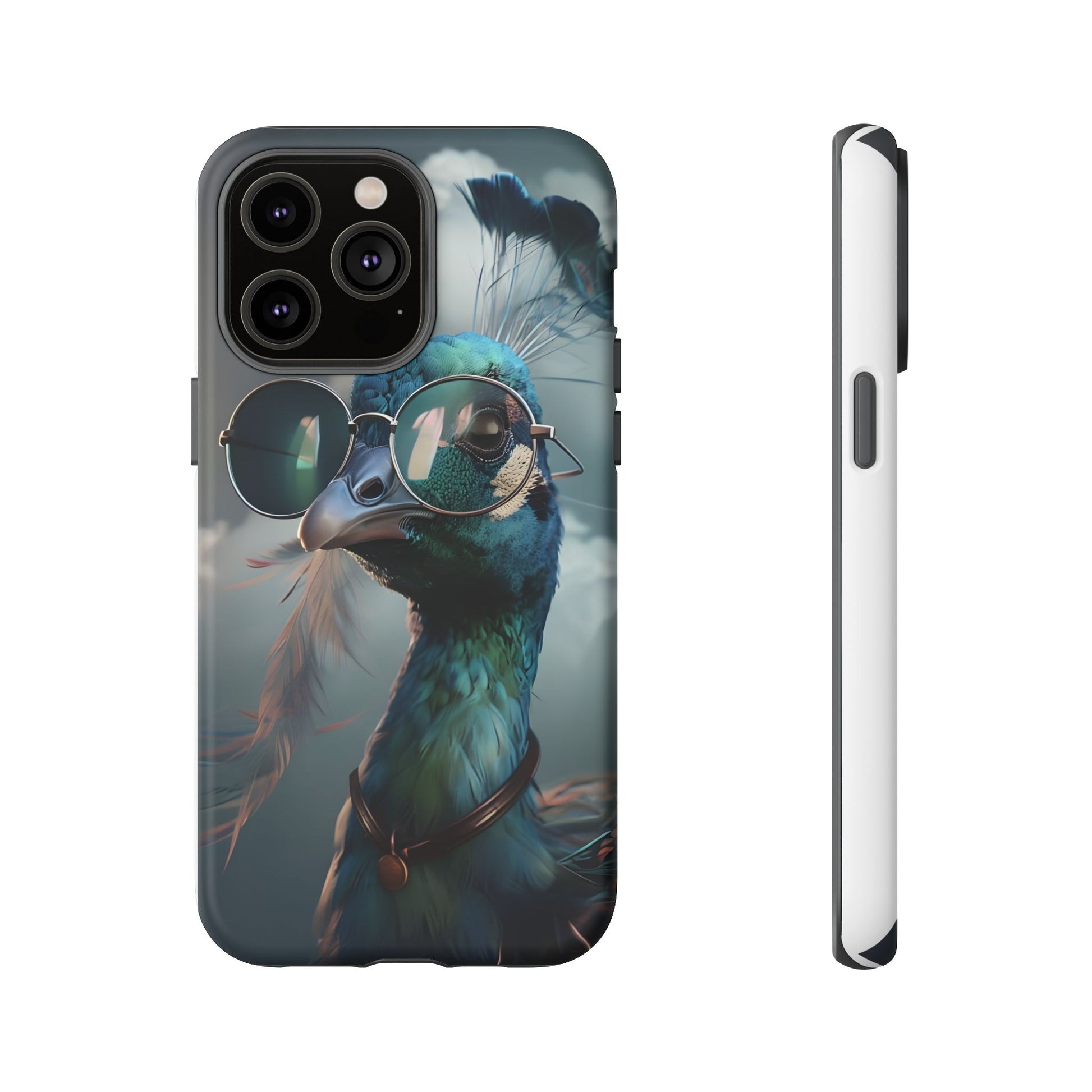 Phone Case, Peacock Design, Neon Lighting, Unique Gift, Hard Shell Cover, Protective Sleeve