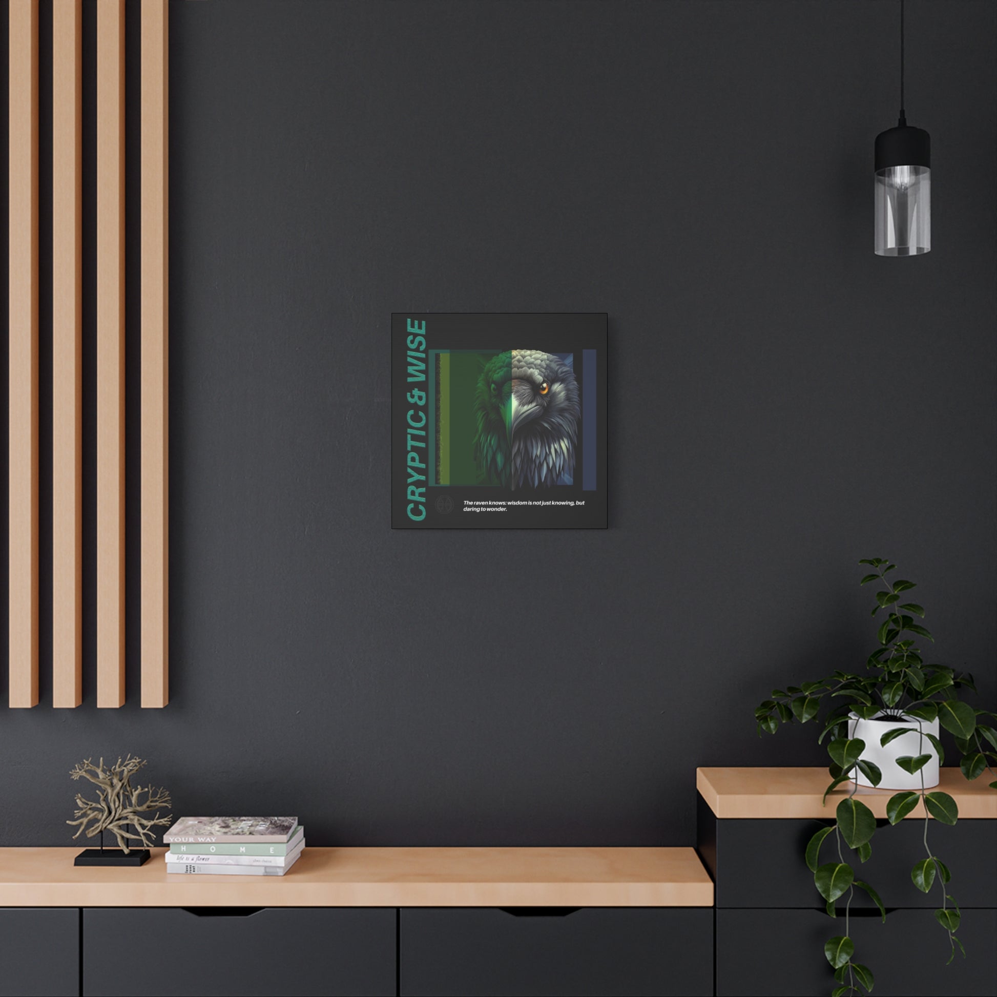 Canvas Art, Cryptic & Wise Wall Decor, Inspirational Raven, Motivational Home Decor, Nature-Themed Gift, Abstract Animal Artwork, Wildlife,