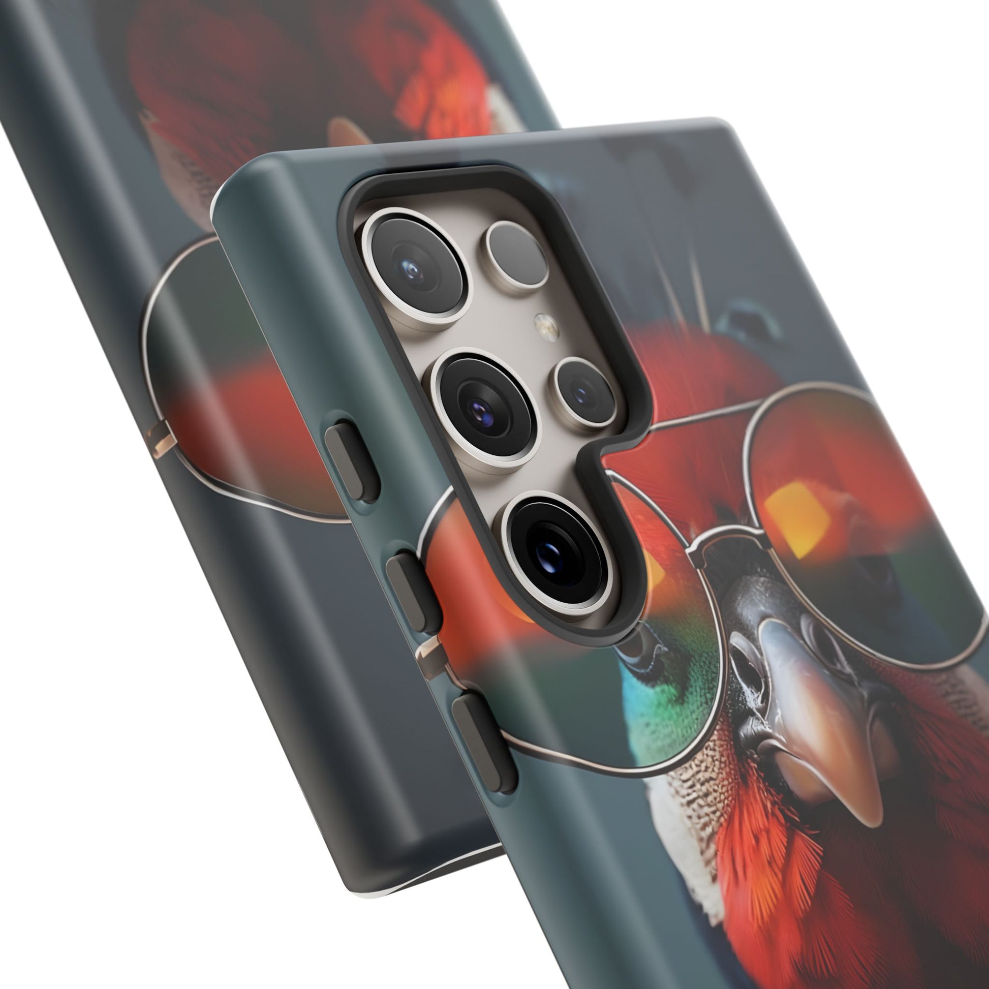 Phone Cases, Bright Exotic Bird in Cool Sunglasses, Protective Tough Cover, Tropical Animal Print, Unique Gift for Bird Lovers, Accessories
