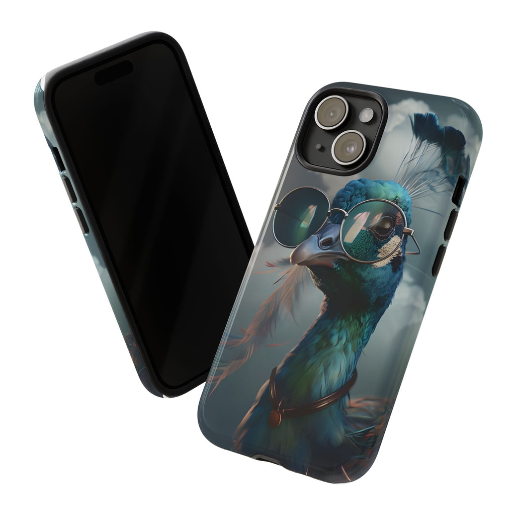 Phone Case, Peacock Design, Neon Lighting, Unique Gift, Hard Shell Cover, Protective Sleeve