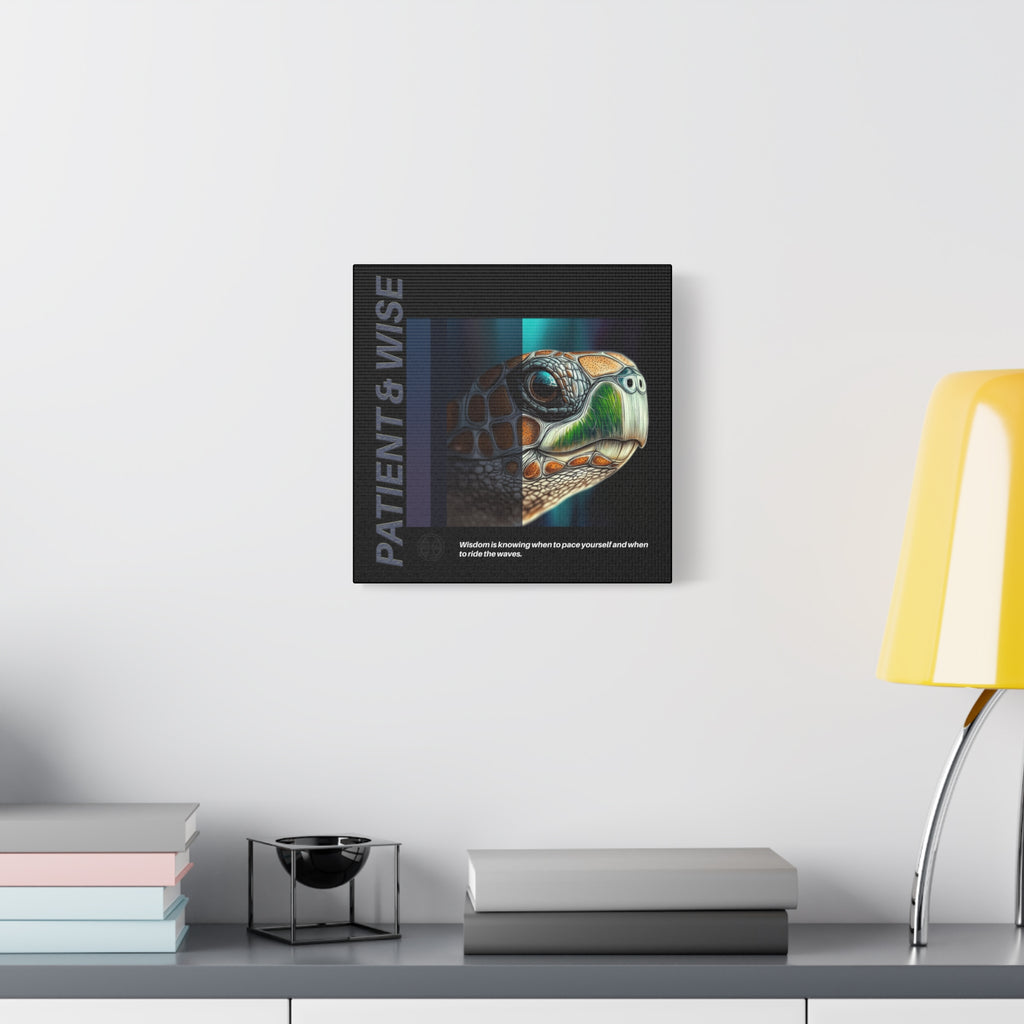 Canvas Art, Inspirational Turtle Wall Decor, Motivational Home Decor, Nature Gift, Abstract Animal Artwork, Wildlife, Patient & Wise