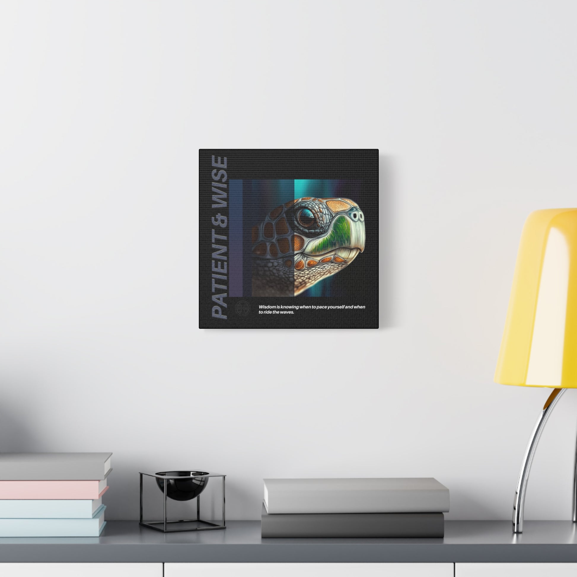 Canvas Art, Inspirational Turtle Wall Decor, Motivational Home Decor, Nature Gift, Abstract Animal Artwork, Wildlife, Patient & Wise