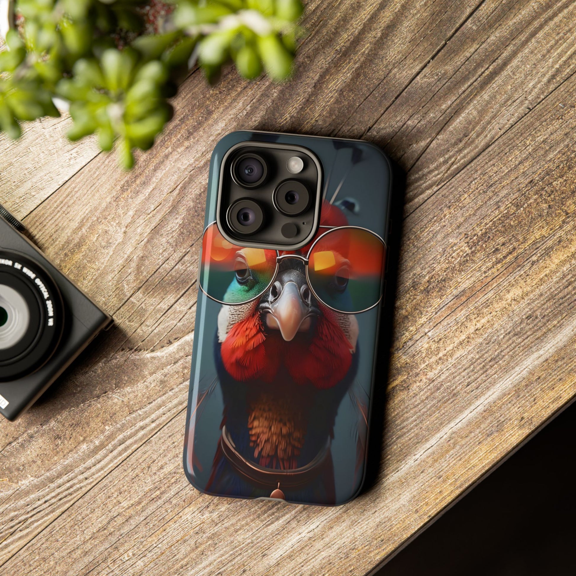 Phone Cases, Bright Exotic Bird in Cool Sunglasses, Protective Tough Cover, Tropical Animal Print, Unique Gift for Bird Lovers, Accessories