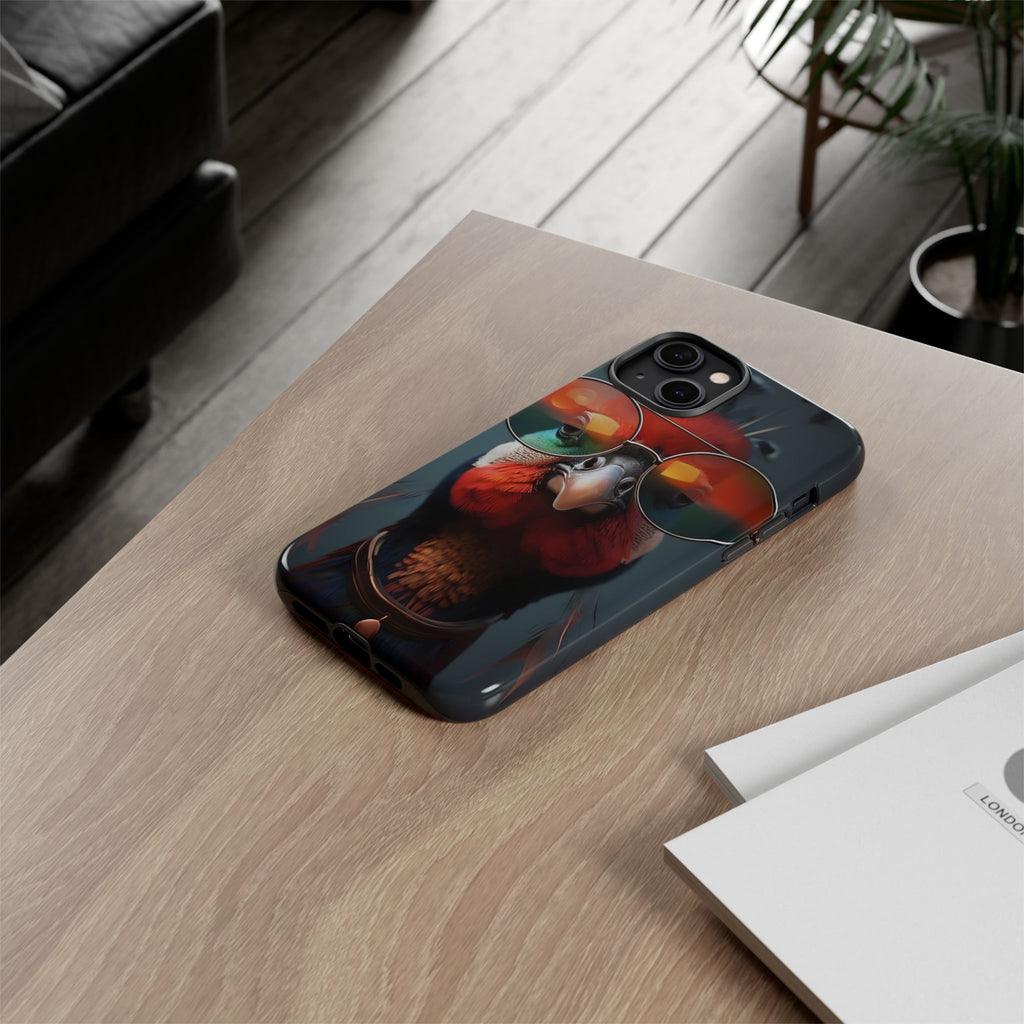 Phone Cases, Bright Exotic Bird in Cool Sunglasses, Protective Tough Cover, Tropical Animal Print, Unique Gift for Bird Lovers, Accessories