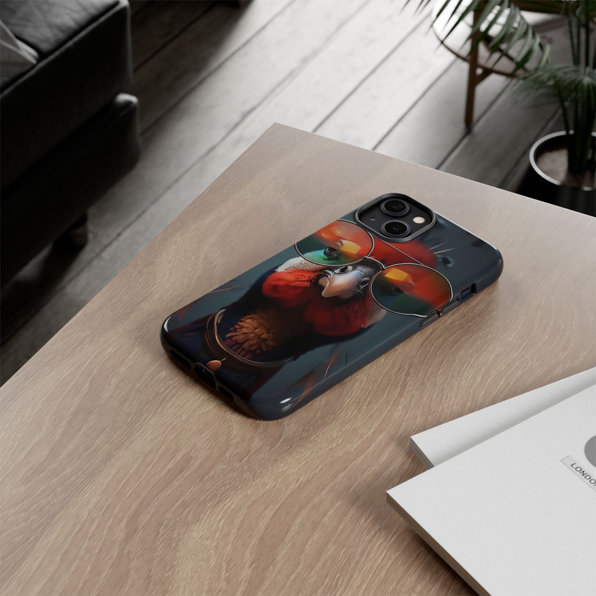 Phone Cases, Bright Exotic Bird in Cool Sunglasses, Protective Tough Cover, Tropical Animal Print, Unique Gift for Bird Lovers, Accessories