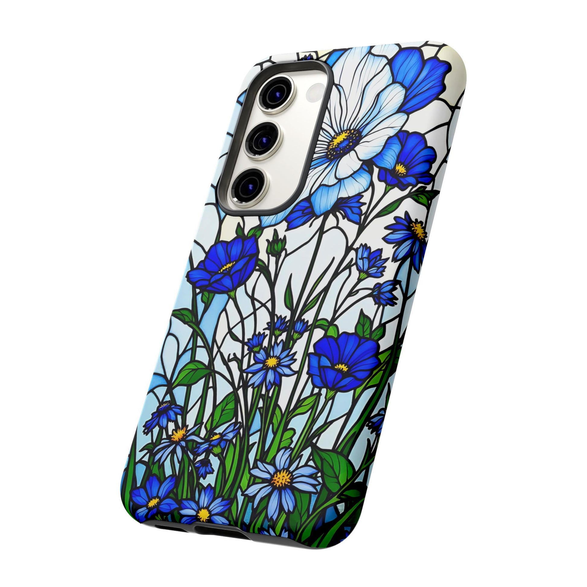 Botanical Stained Glass Tough Case - Floral Phone Cover, Protective Phone Case, Flower Pattern Phone Shell, Nature Inspired Smartphone Case,
