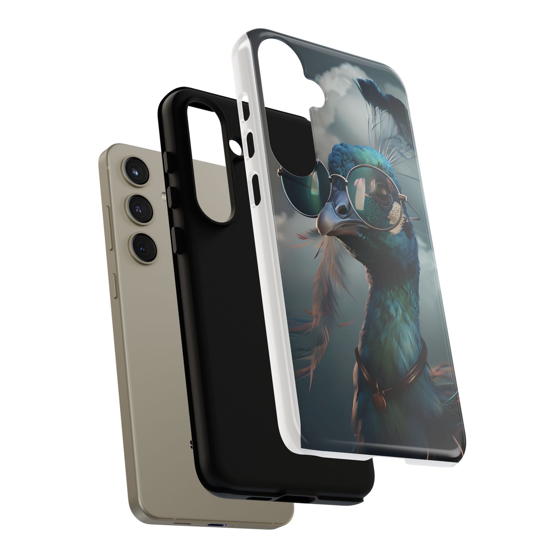 Phone Case, Peacock Design, Neon Lighting, Unique Gift, Hard Shell Cover, Protective Sleeve