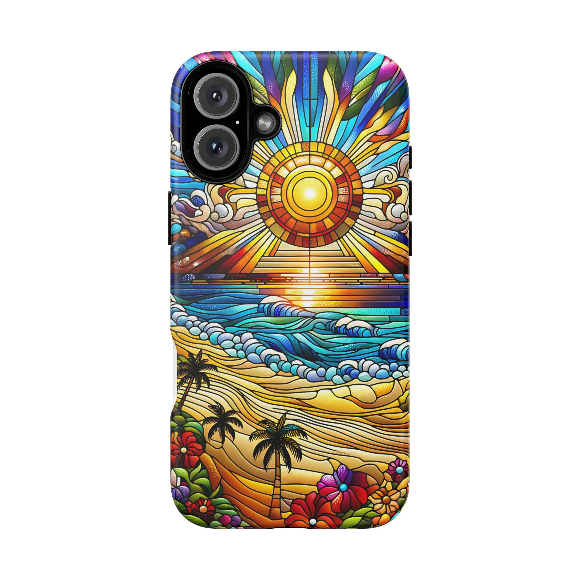 Stained Glass Tough Cases, Protective Phone Case, Nature Inspired Smartphone Cover, Beach Day Summer Accessories, Ocean Lover Gift