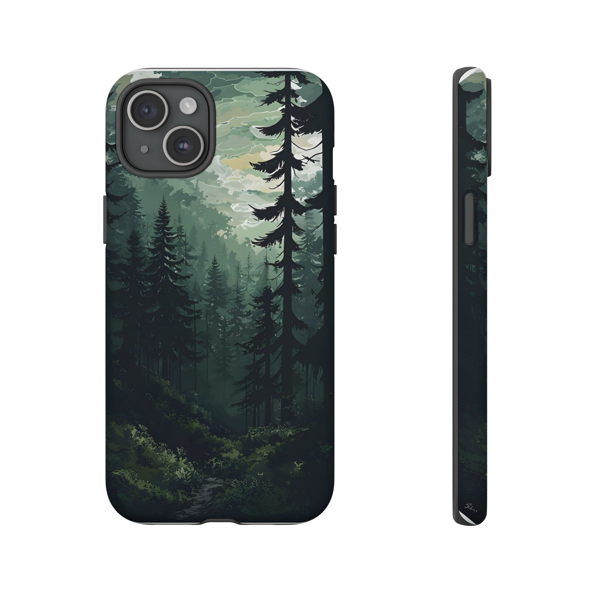 Phone Case, Serene Forest Landscape Digital Illustration Phone Case Cover, Tough Protective Cover, Unique Gift, Trendy