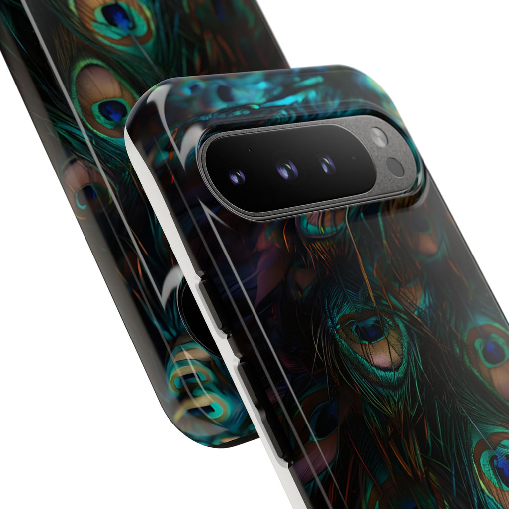Phone Case, Close Up Peacock Feathers Design, Protective Cover, Unique Gift, Stylish Accessory, Nature Lover Gift, Feather Print Case