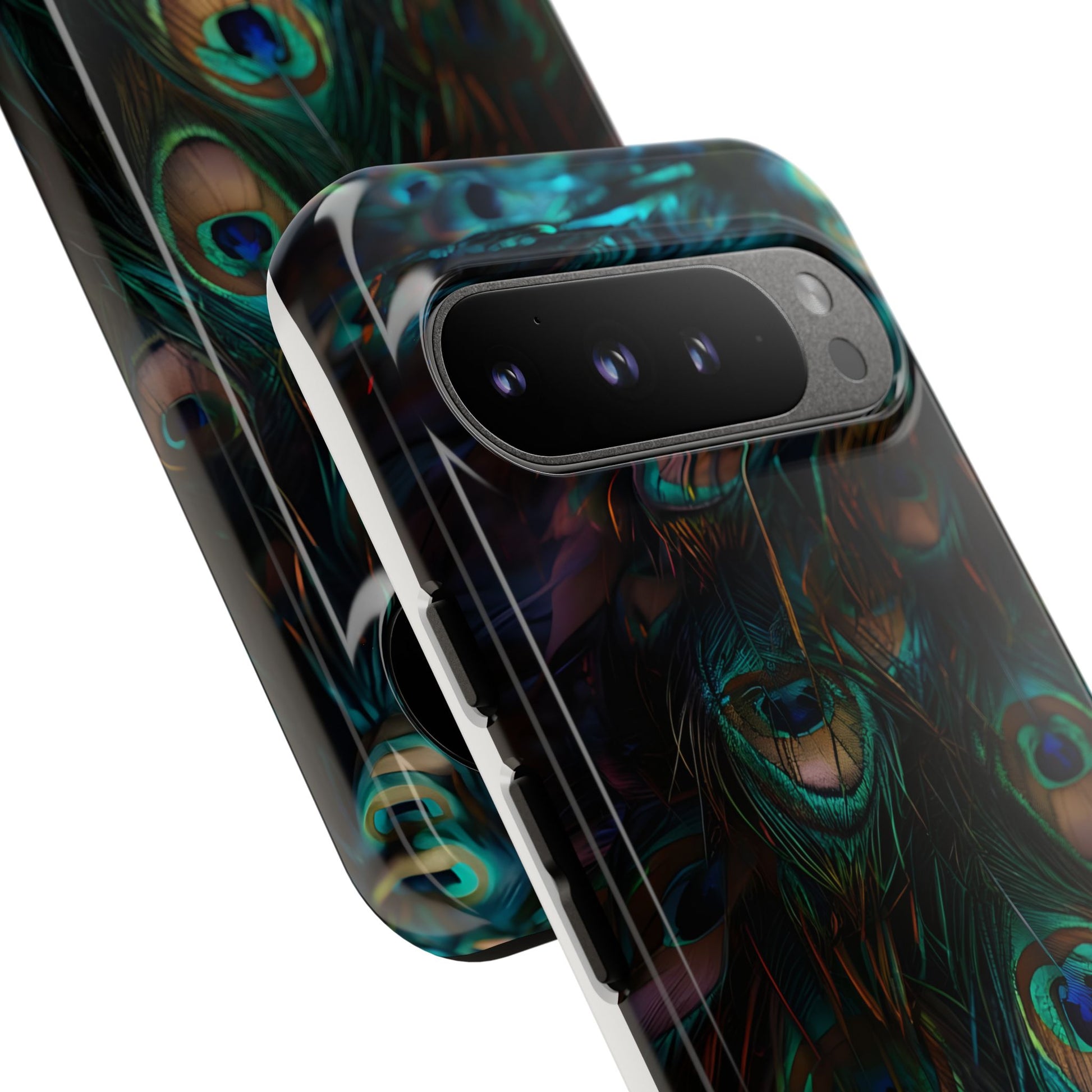 Phone Case, Close Up Peacock Feathers Design, Protective Cover, Unique Gift, Stylish Accessory, Nature Lover Gift, Feather Print Case