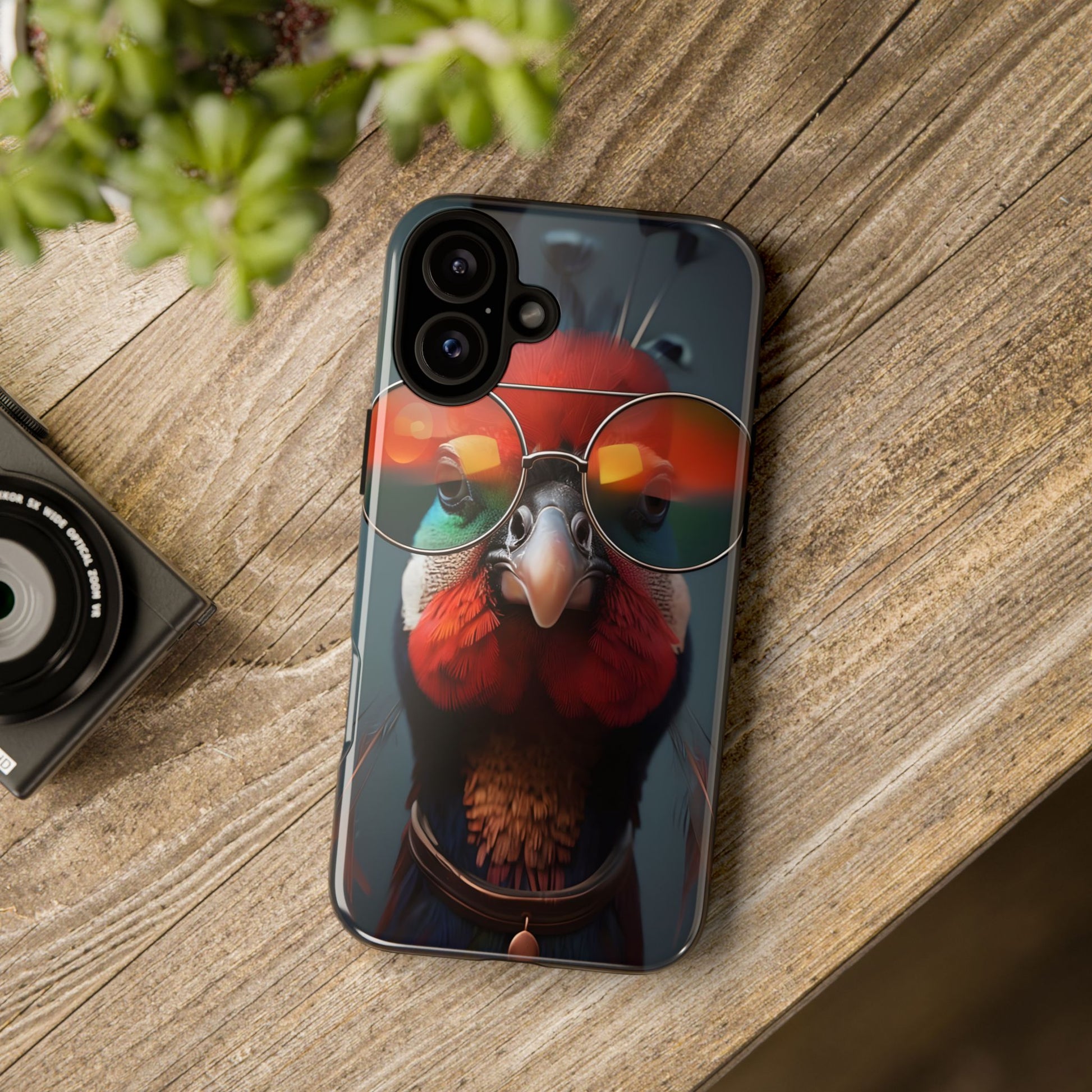 Phone Cases, Bright Exotic Bird in Cool Sunglasses, Protective Tough Cover, Tropical Animal Print, Unique Gift for Bird Lovers, Accessories