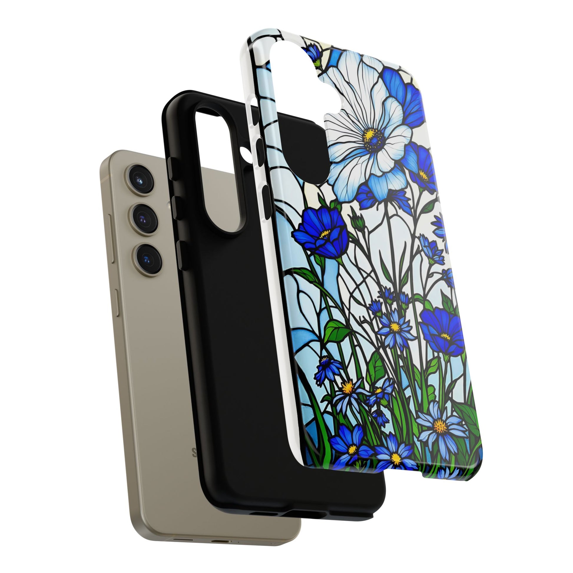 Botanical Stained Glass Tough Case - Floral Phone Cover, Protective Phone Case, Flower Pattern Phone Shell, Nature Inspired Smartphone Case,